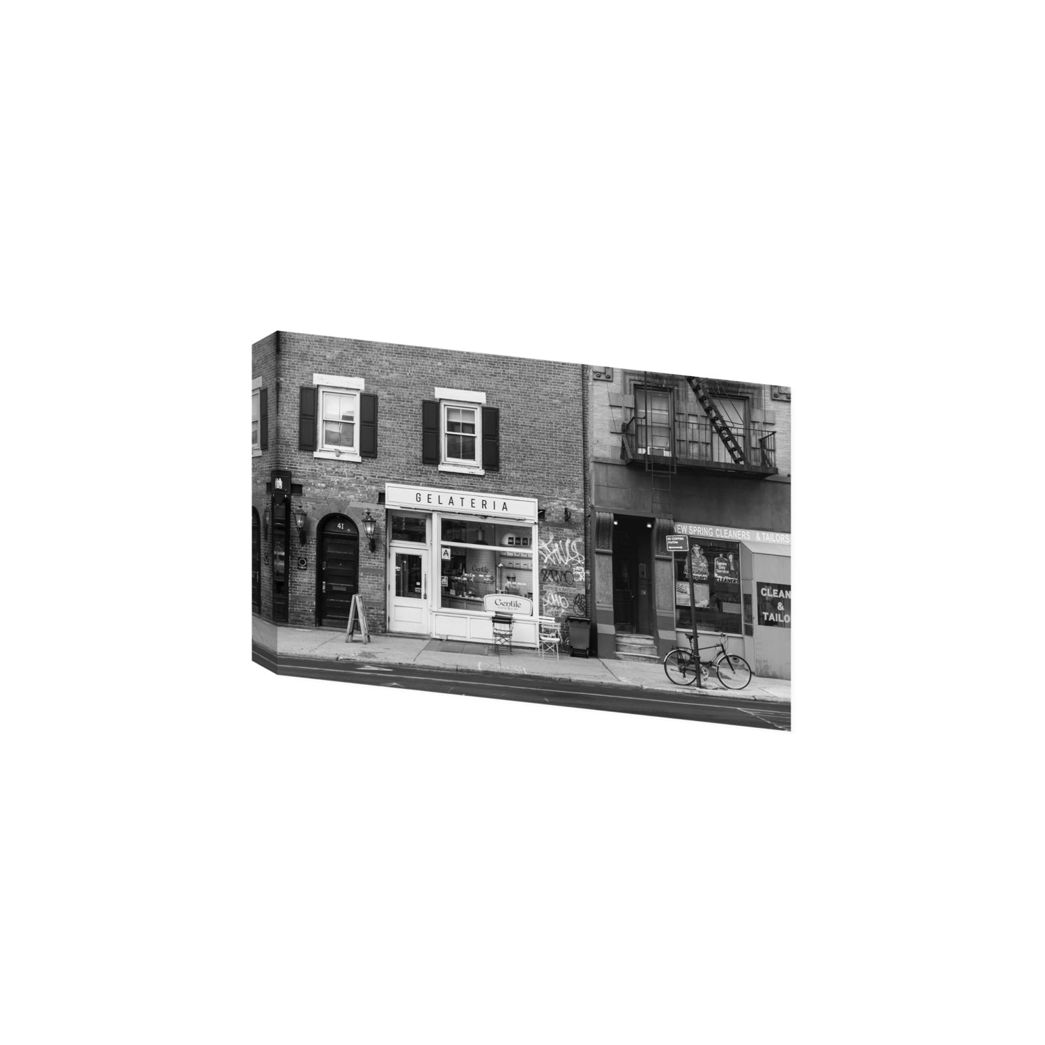 West Village Dolcezza New York NYC Black & White wall art Large stretched canvas print