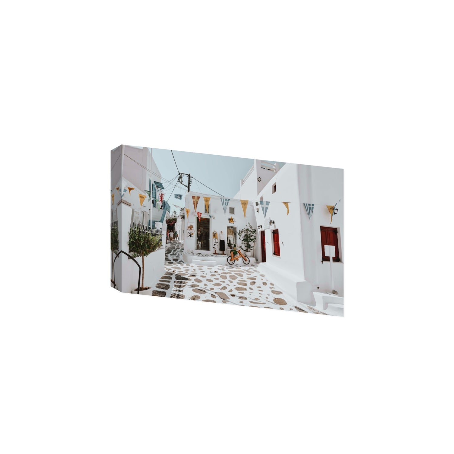 Cruising The Streets Mykonos Greek island wall art Large stretched canvas print