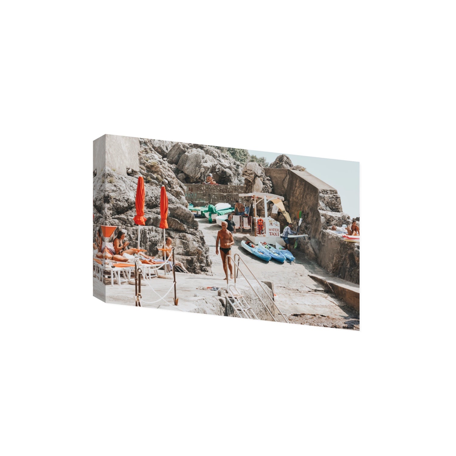 The Local Praiano Amalfi Coast Mediterranean wall art Extra Large stretched canvas print