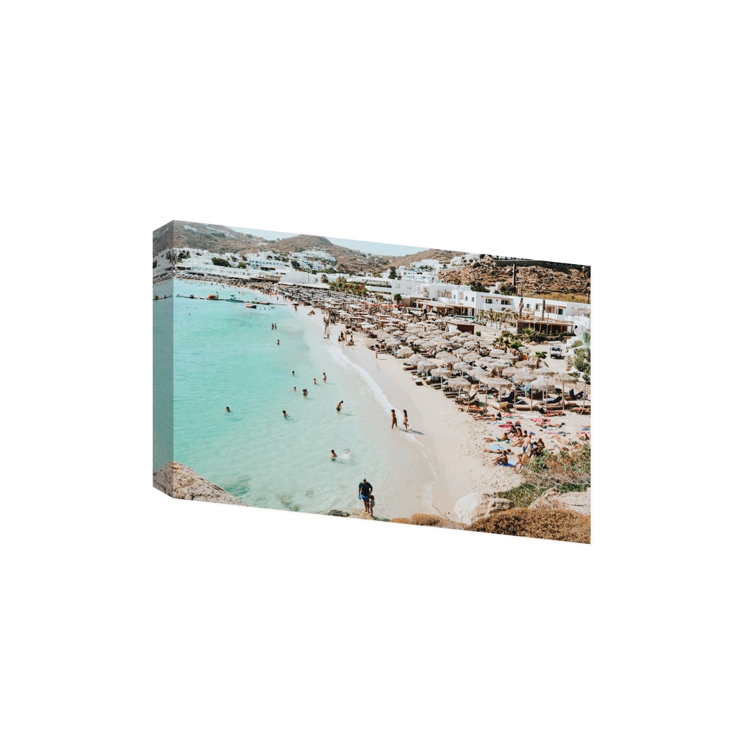 Aquaholic Mykonos Greek island wall art Extra Large stretched canvas print