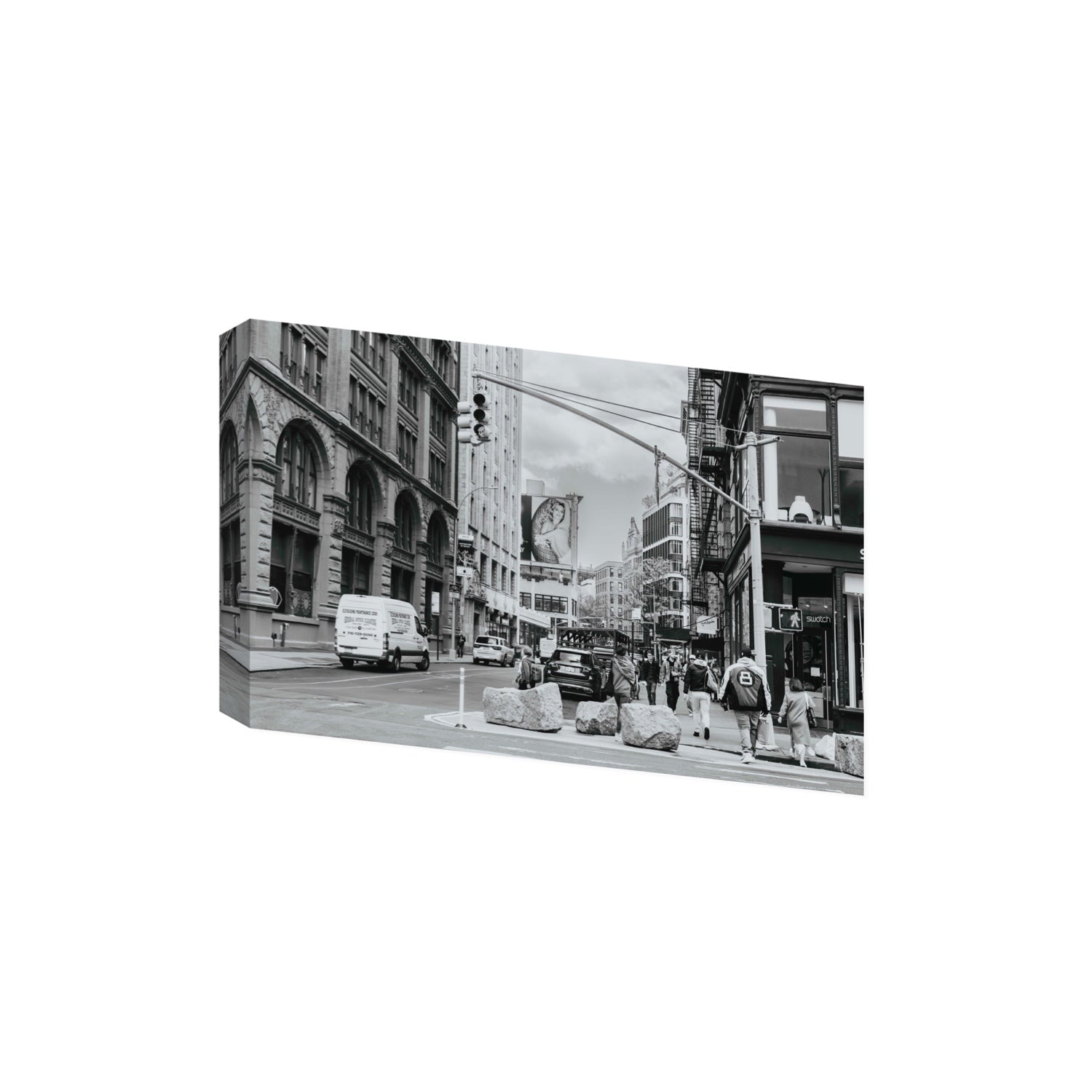 Inkwell Metropolis New York NYC Black & White wall art Extra Large stretched canvas print