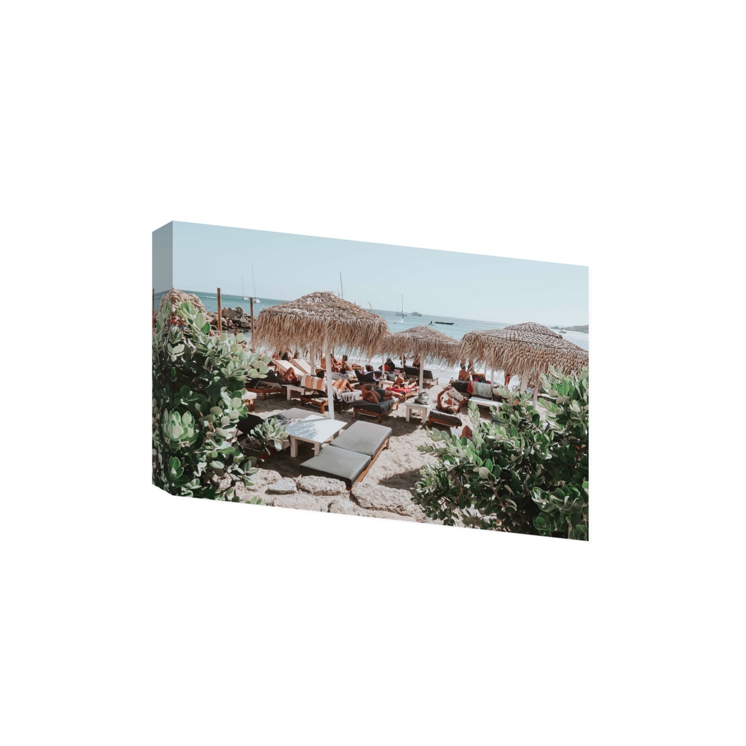 Greek Haven Mykonos Greek island coastal wall art Extra Large stretched canvas print