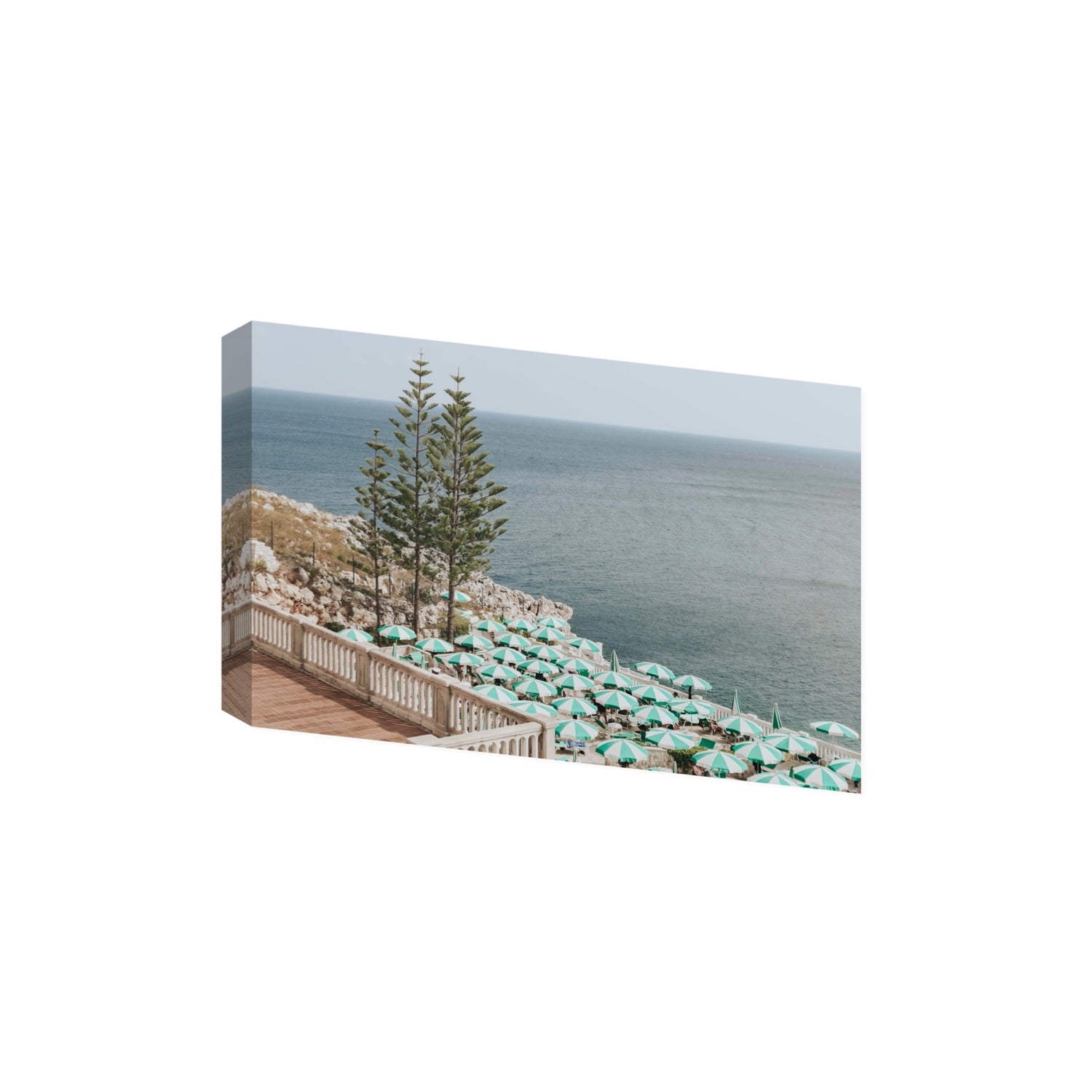 Azure Horizon Puglia beach coastal wall art Extra Large stretched canvas print