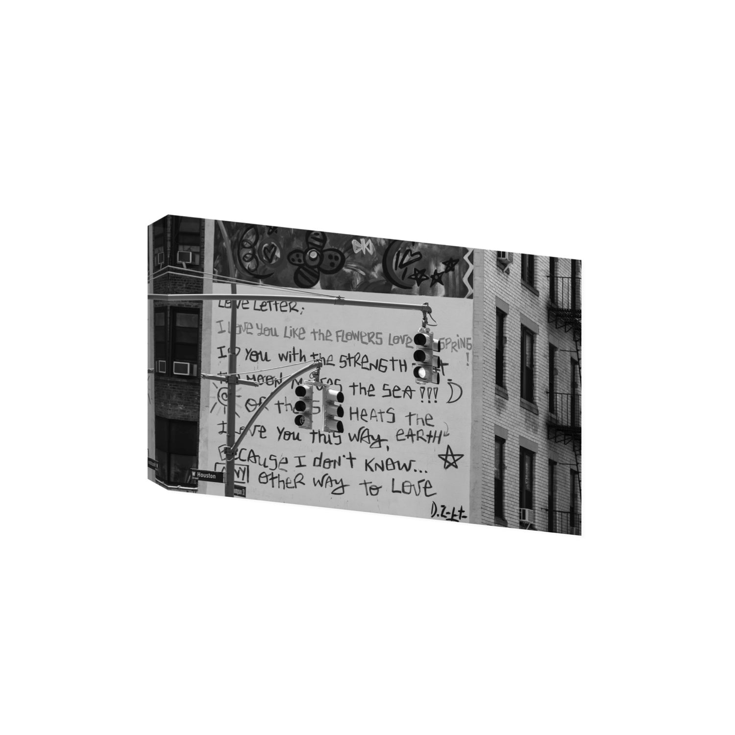 Love Letter New York NYC Black & White wall art Extra Large stretched canvas print
