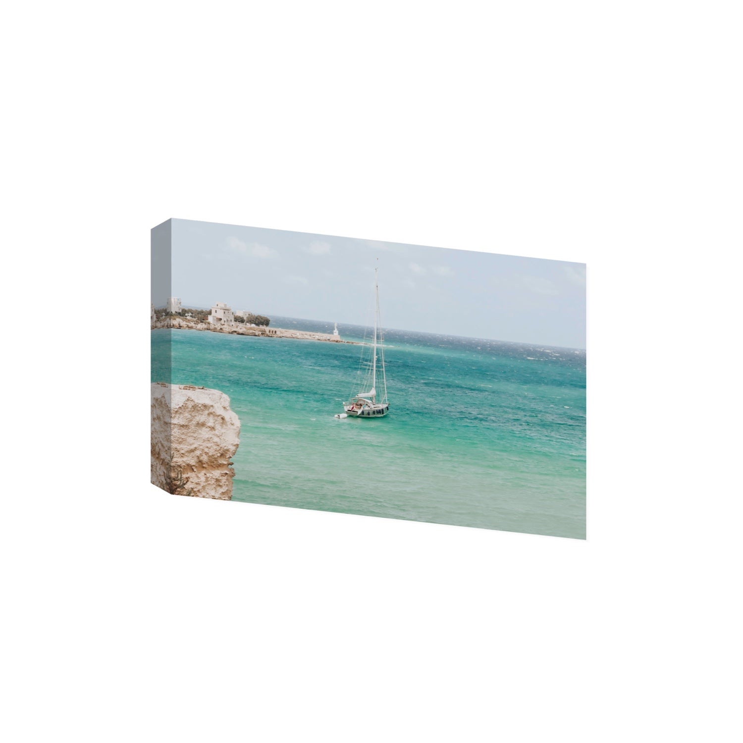 Adriatic Escape Puglia Italian coastal decor wall art Extra Large stretched canvas print
