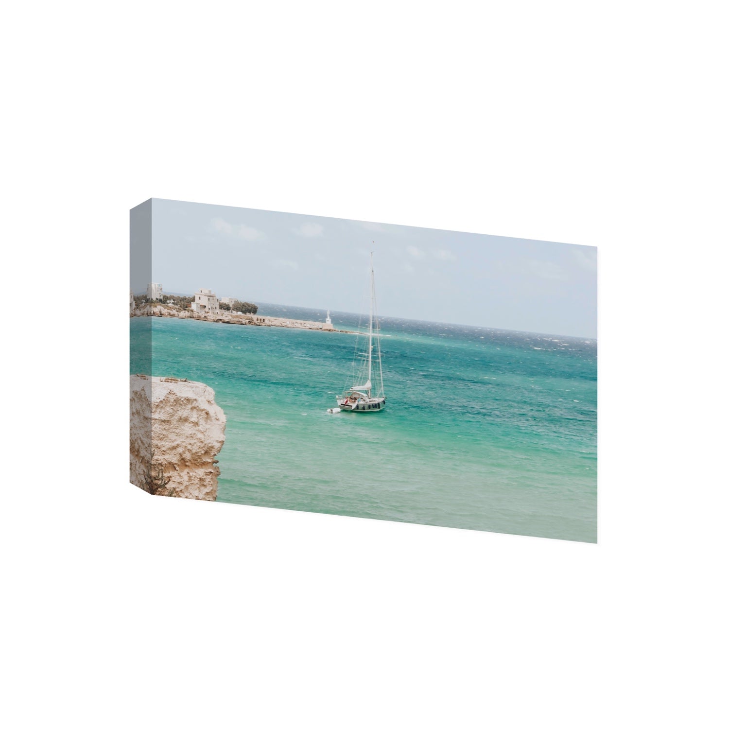 Adriatic Escape Puglia Italian coastal decor wall art Giant stretched canvas print