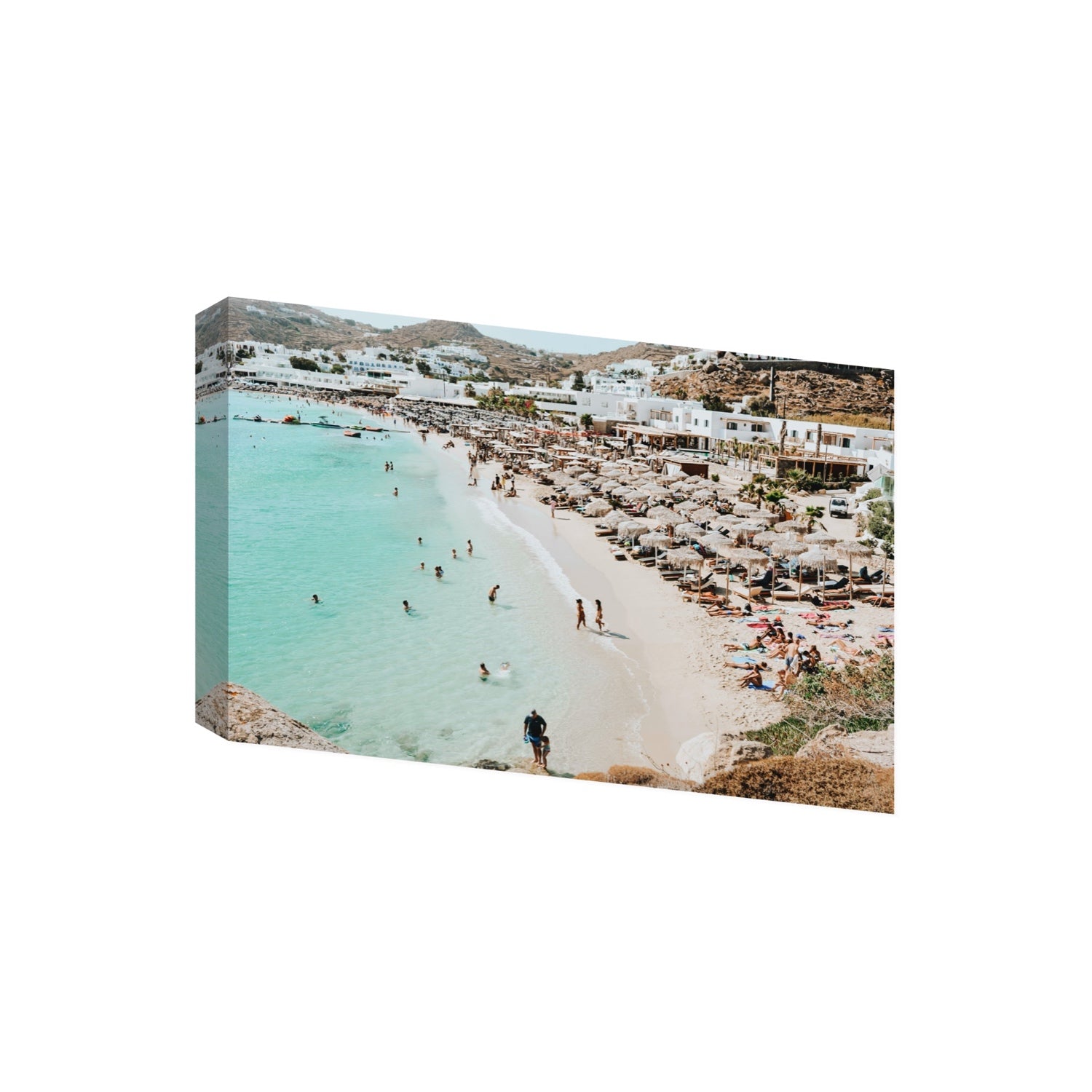 Aquaholic Mykonos Greek island wall art Giant stretched canvas print