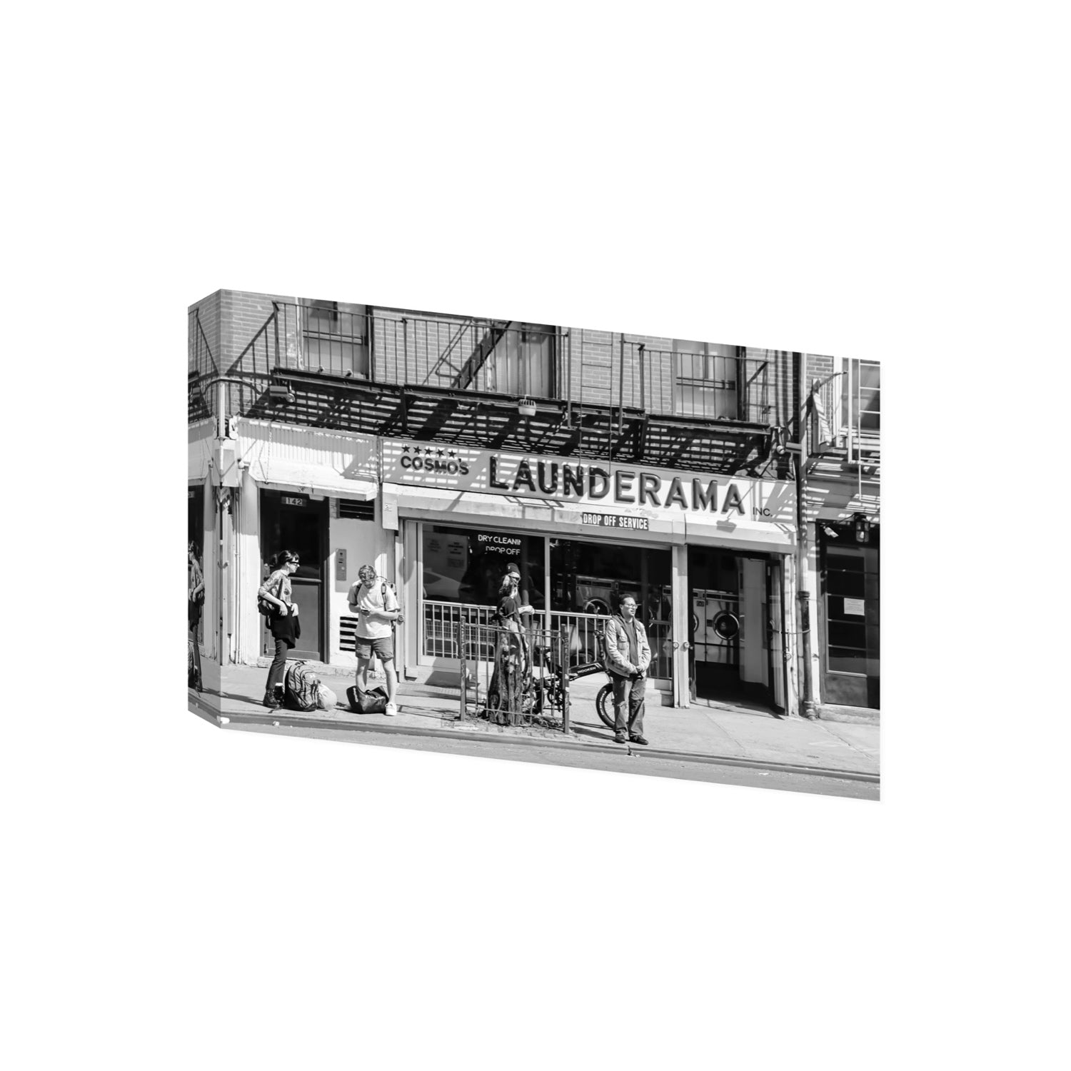Launderama New York NYC Black & White wall art Giant stretched canvas print