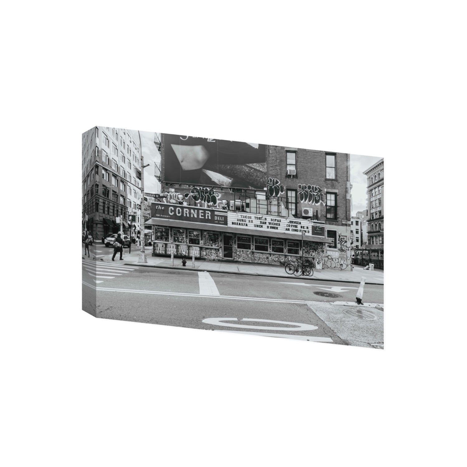 Kenmare Street New York NYC Black & White wall art Giant stretched canvas print