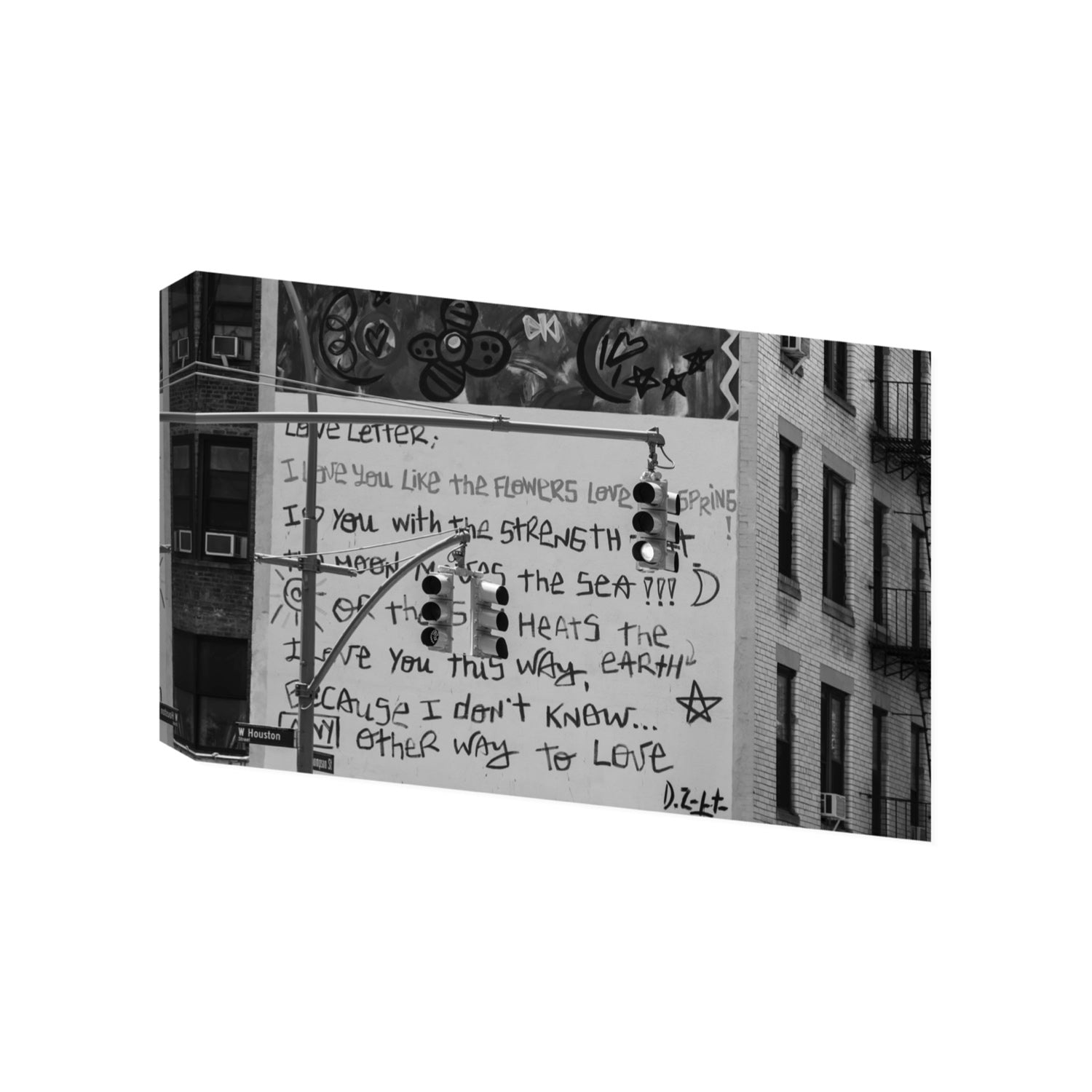 Love Letter New York NYC Black & White wall art Gallery stretched canvas print