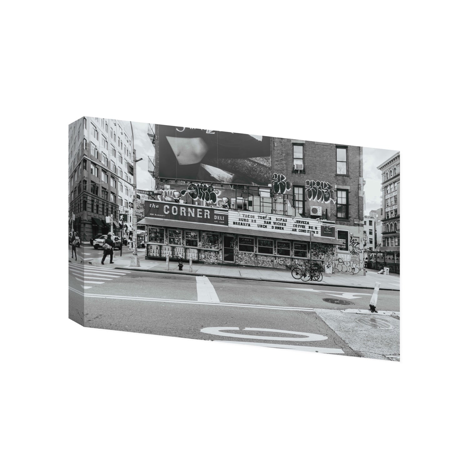 Kenmare Street New York NYC Black & White wall art Gallery stretched canvas print