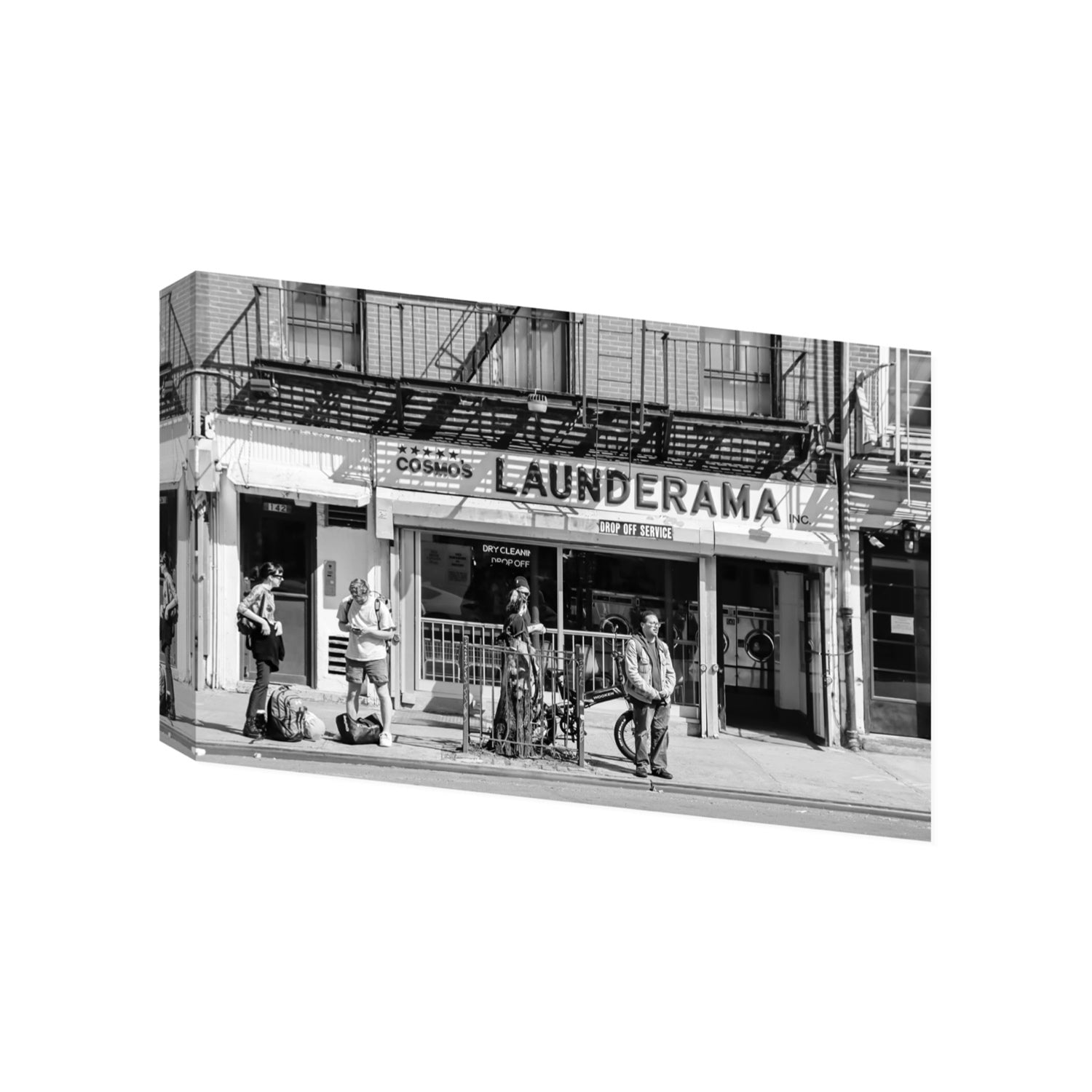 Launderama New York NYC Black & White wall art Gallery stretched canvas print