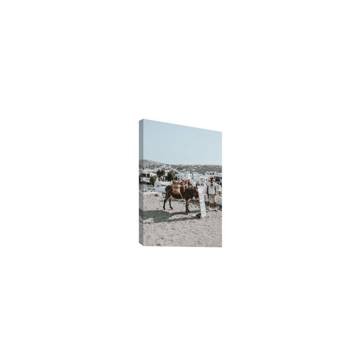 Let The Journey Begin Mykonos Greek island wall art Small stretched canvas print
