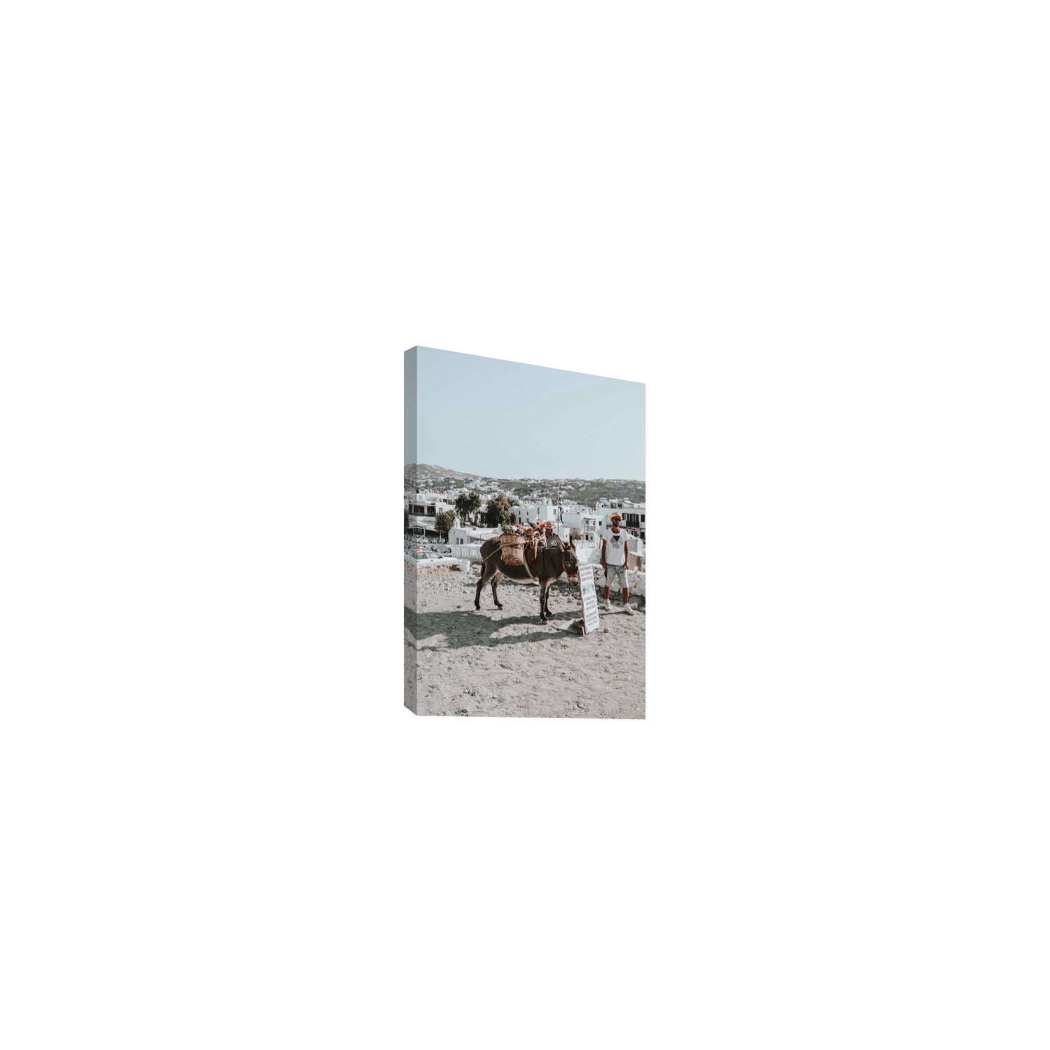 Let The Journey Begin Mykonos Greek island wall art Small stretched canvas print