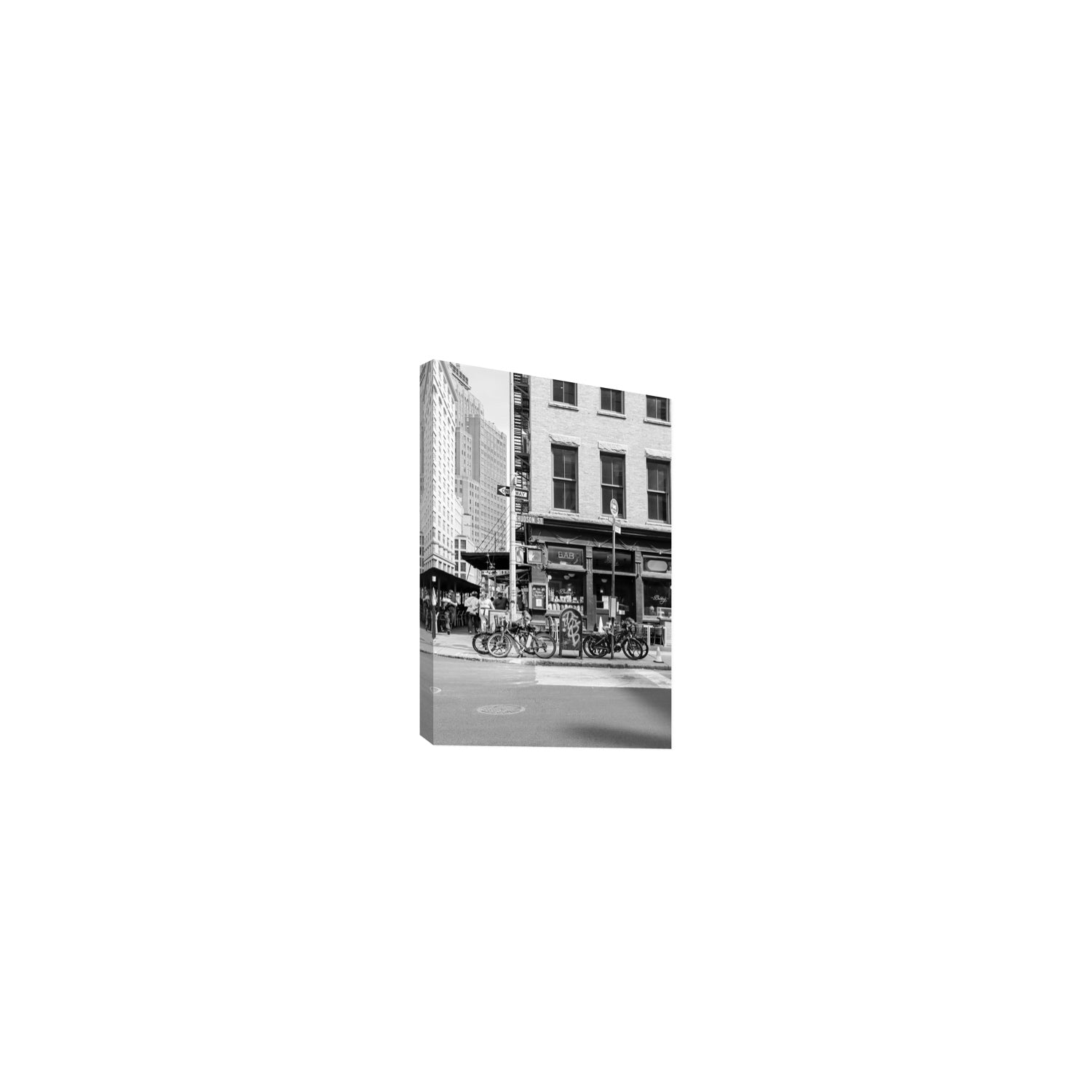 Bites Of The Big Apple New York NYC Black & White wall art Small stretched canvas print