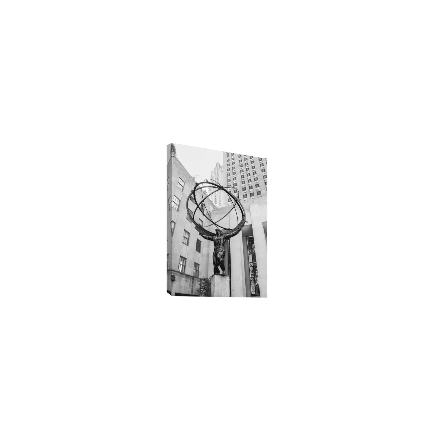 Atlas Ascends New York NYC Black & White wall art Small stretched canvas print
