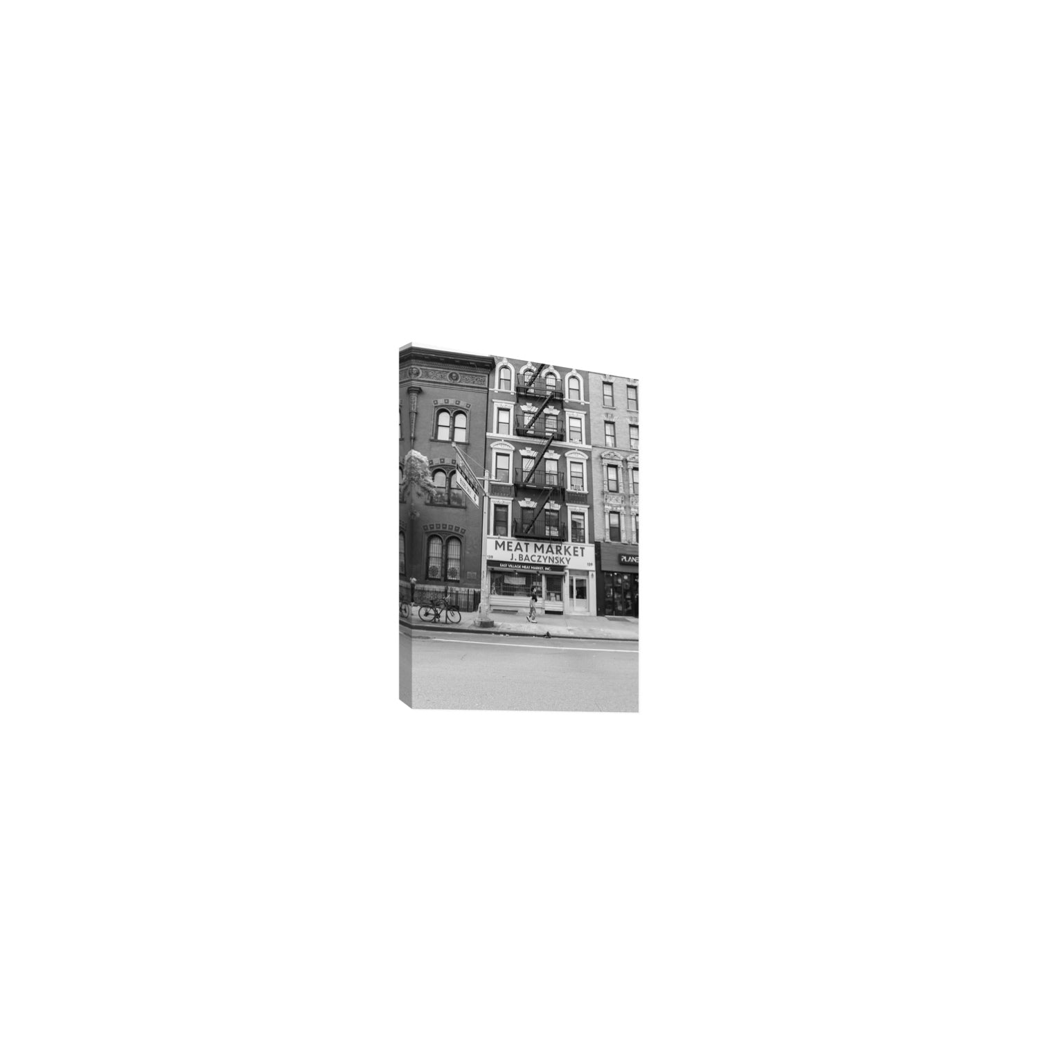 Vertical Village New York NYC Black & White wall art Small stretched canvas print