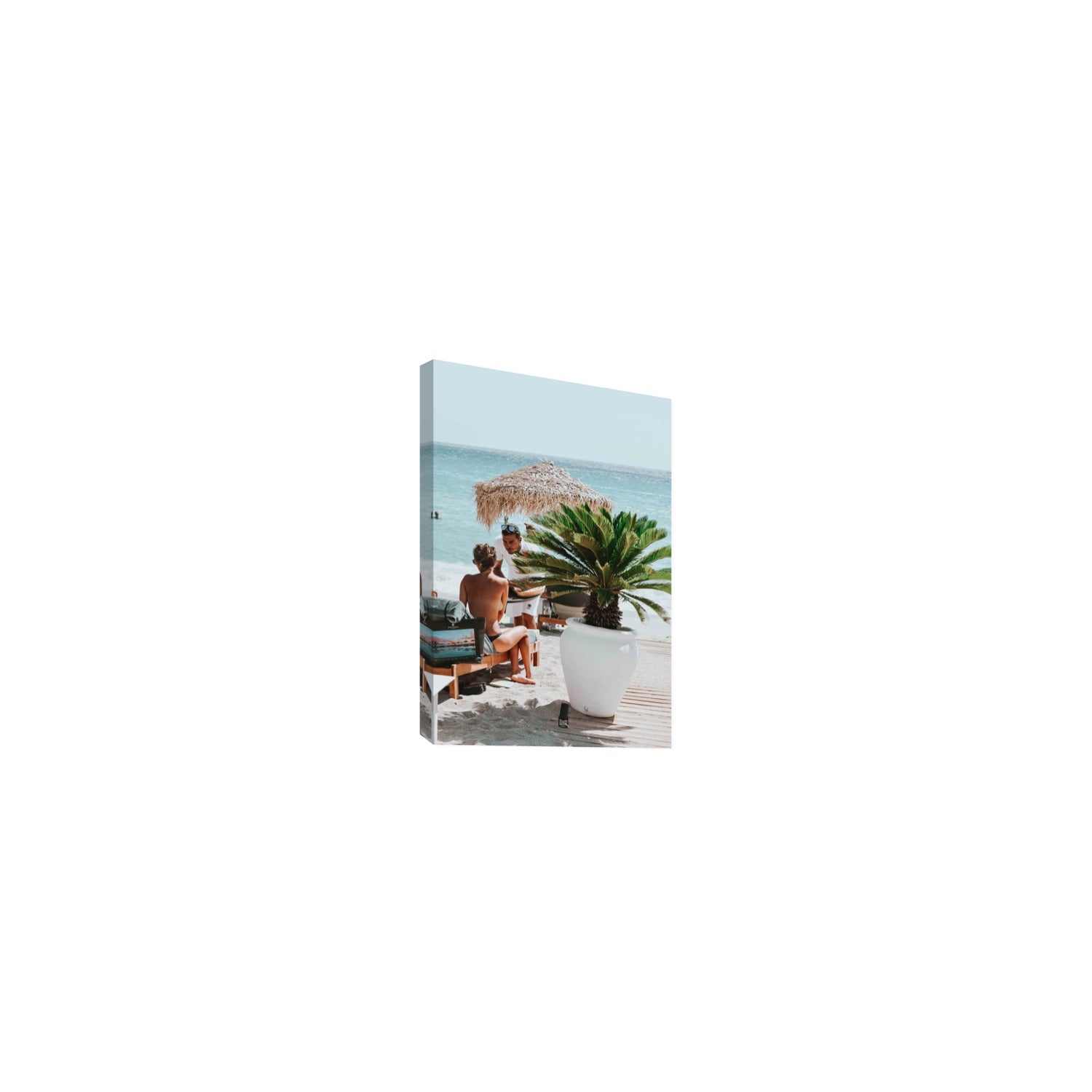 At Your Service Mykonos Greek island wall art Small stretched canvas print