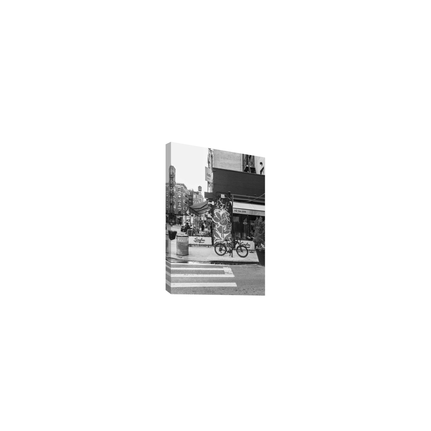 Cafe Canvas New York NYC Black & White wall art Small stretched canvas print