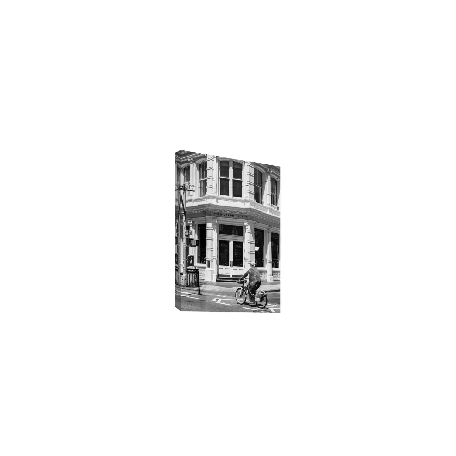 Downtown Rider New York NYC Black & White wall art Small stretched canvas print