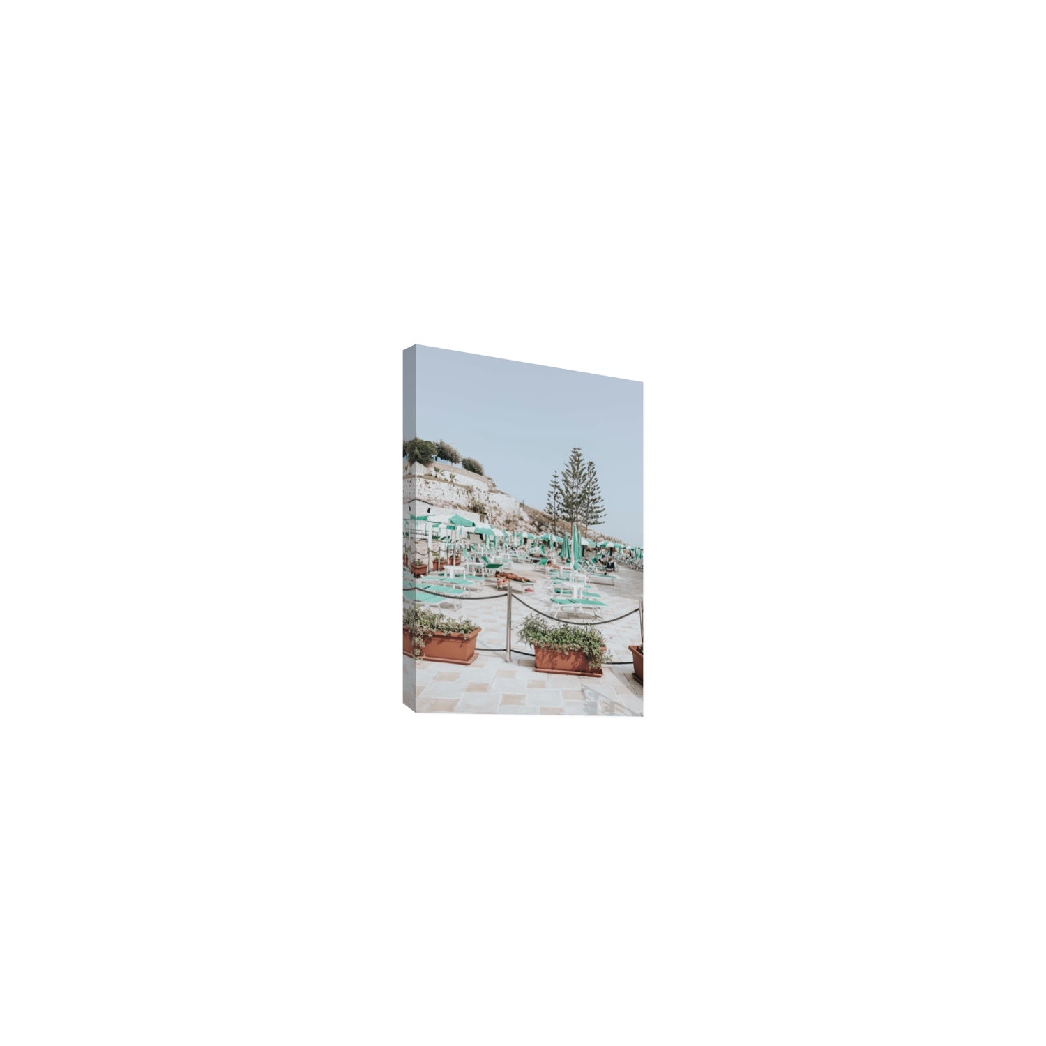 Siesta on The Terrace Puglia coastal wall art Small stretched canvas print