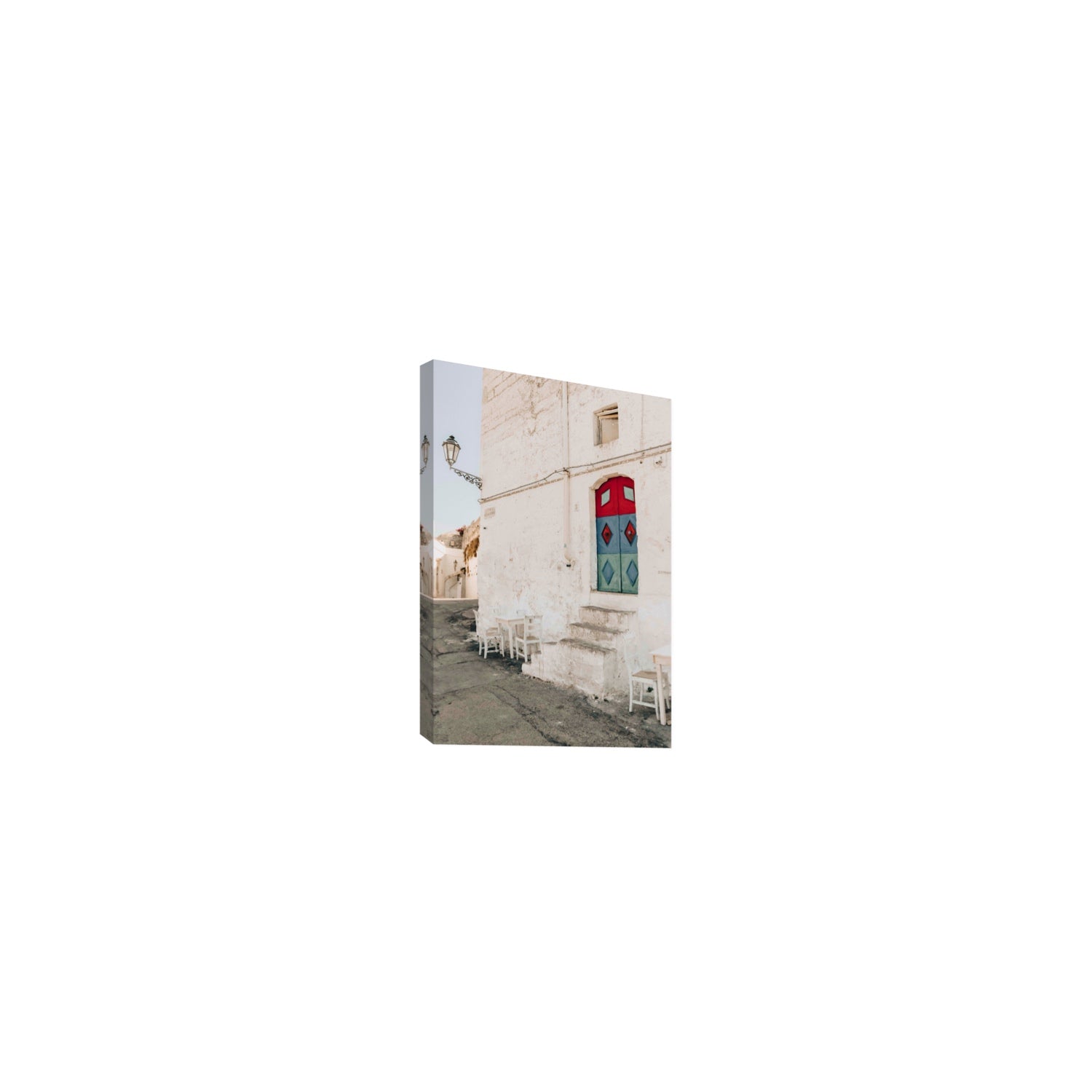 Doorway Delight Puglia Ostuni wall art Small stretched canvas print