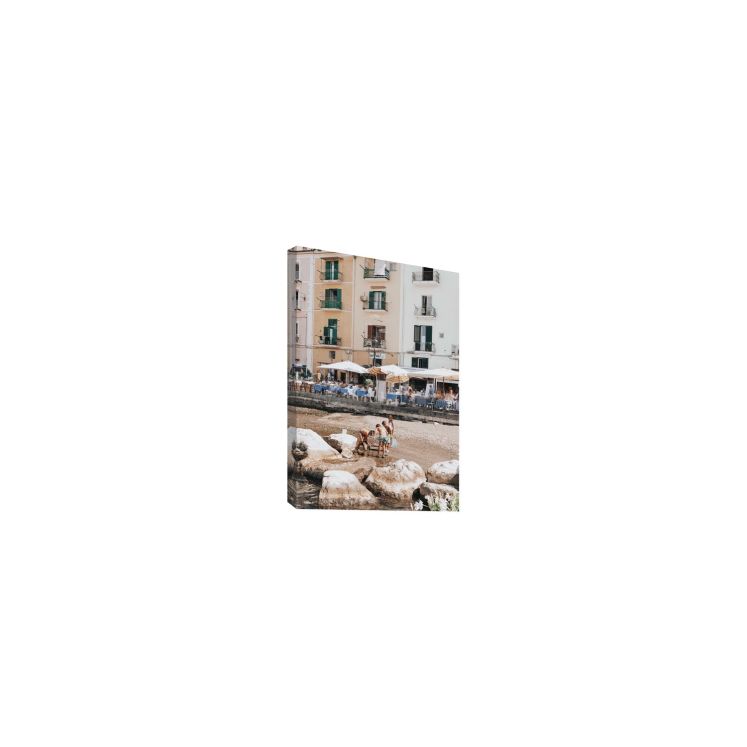 Sunny Playtime Sorrento coastal wall art Small stretched canvas print