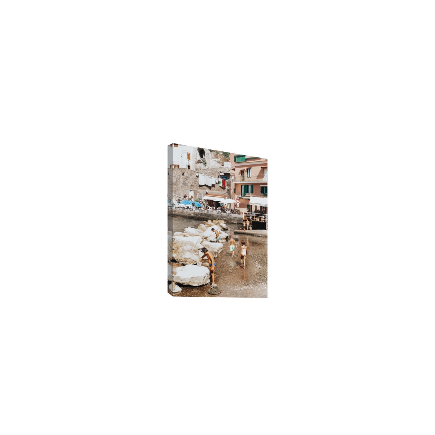 The Beachcombers Sorrento beach coastal wall art Small stretched canvas print