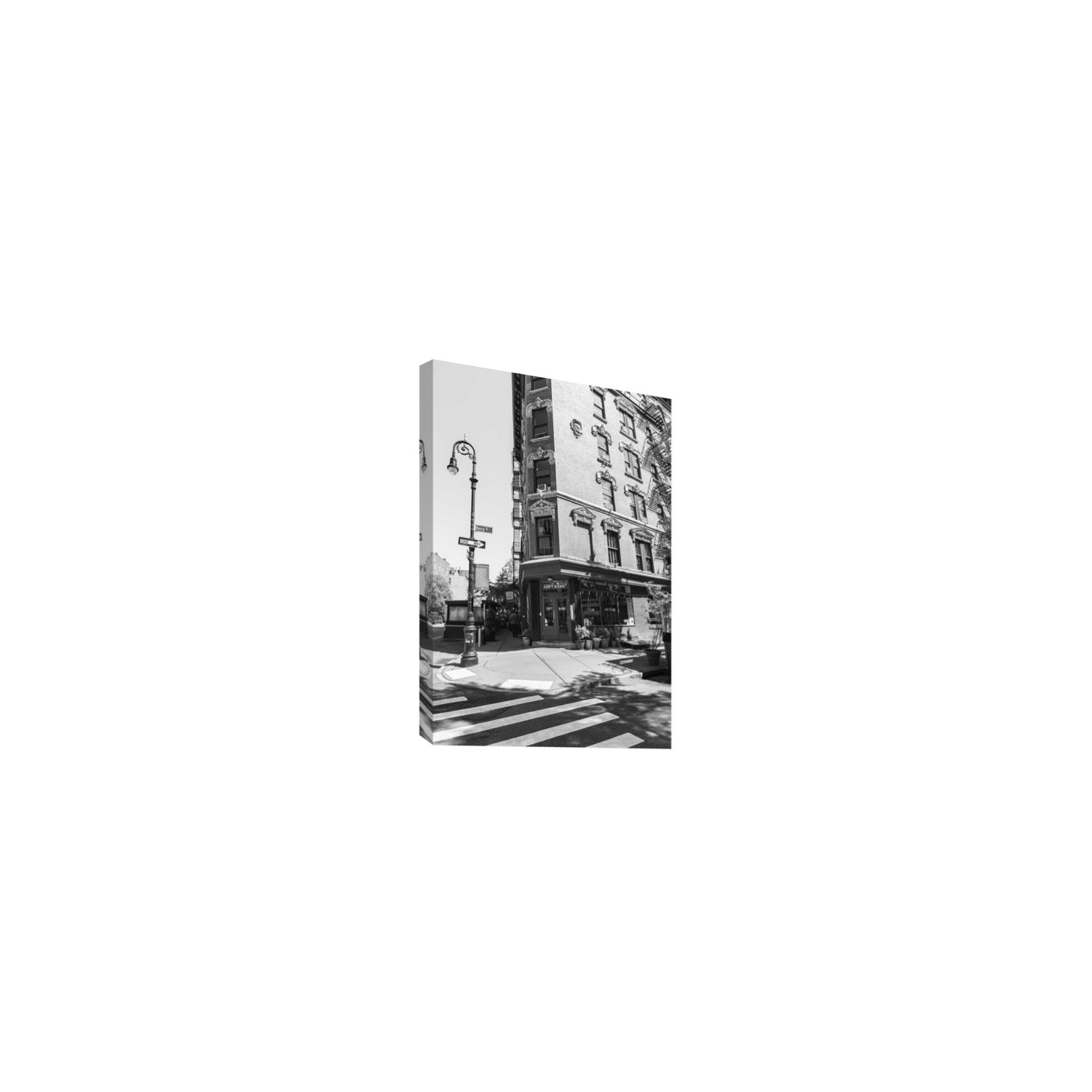 Parisian On Perry New York NYC Black & White wall art Small stretched canvas print