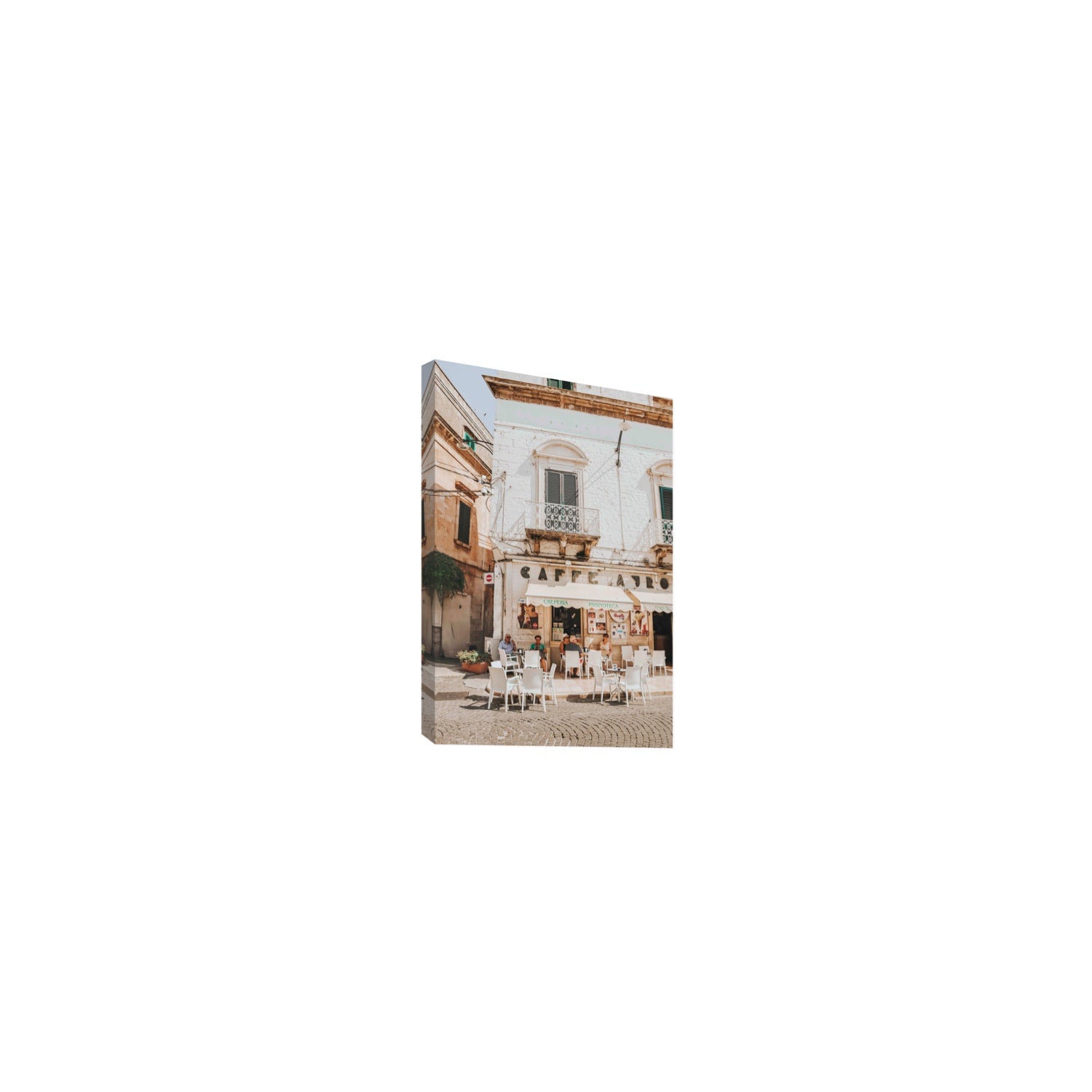 Cafe Ostuni Puglia Café Ostuni Italian wall art Small stretched canvas print