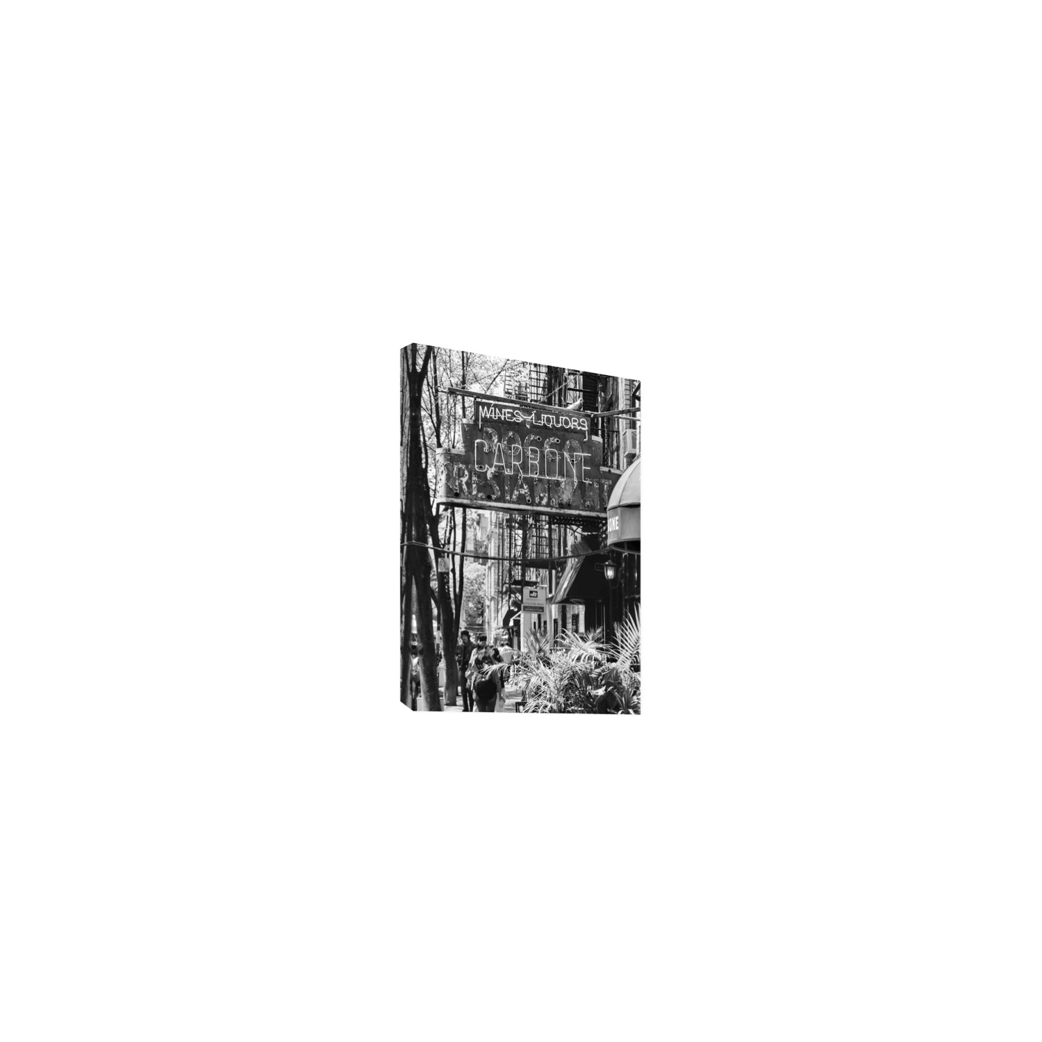 Paparazzi To Pasta New York NYC Black & White wall art Small stretched canvas print