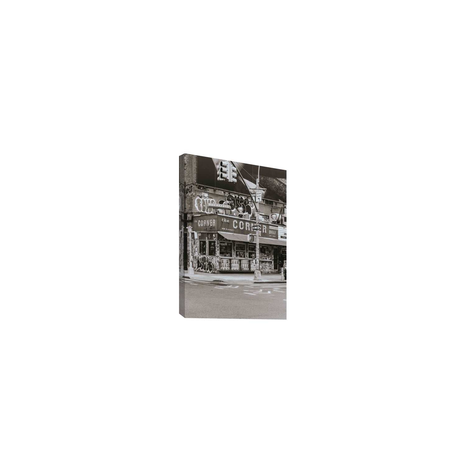 Soho Deli New York NYC Black & White wall art Small stretched canvas print