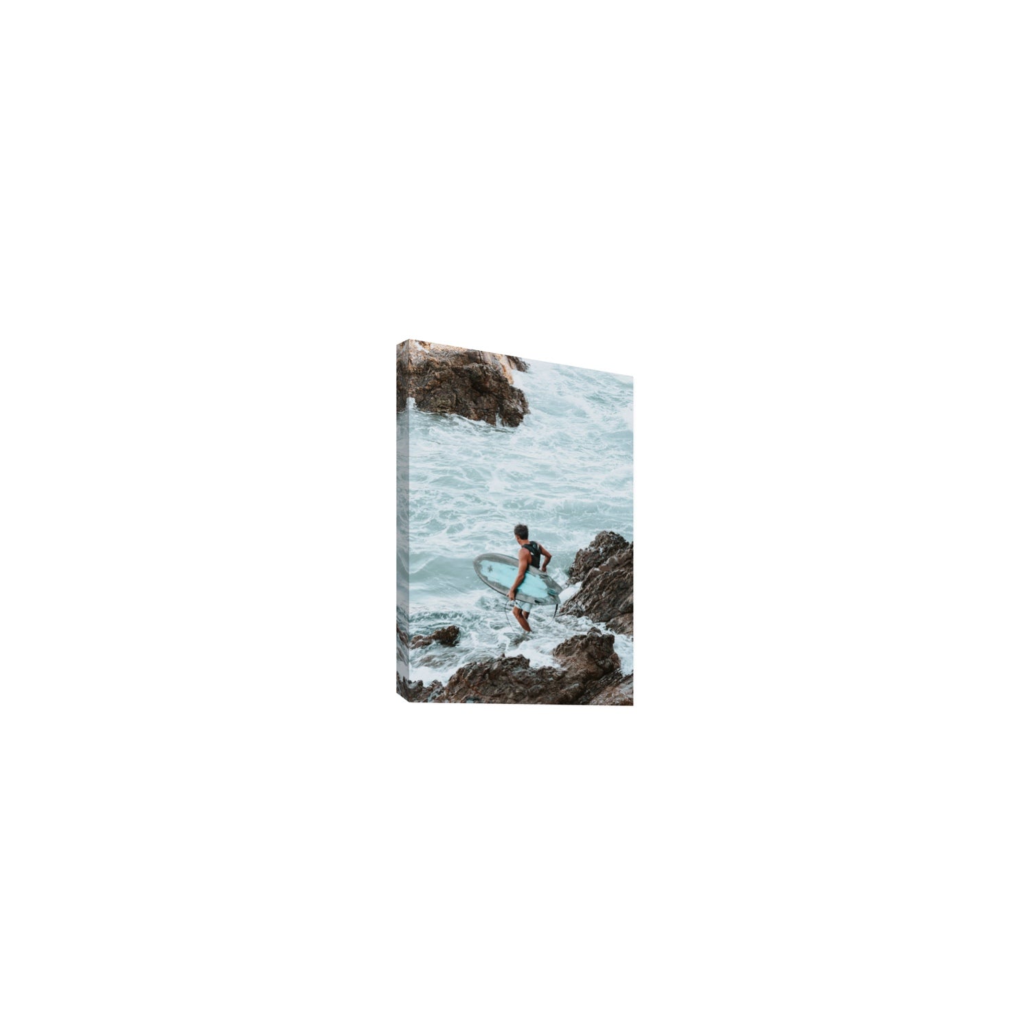 Into The Soup Byron Bay Surf coastal wall art Small stretched canvas print