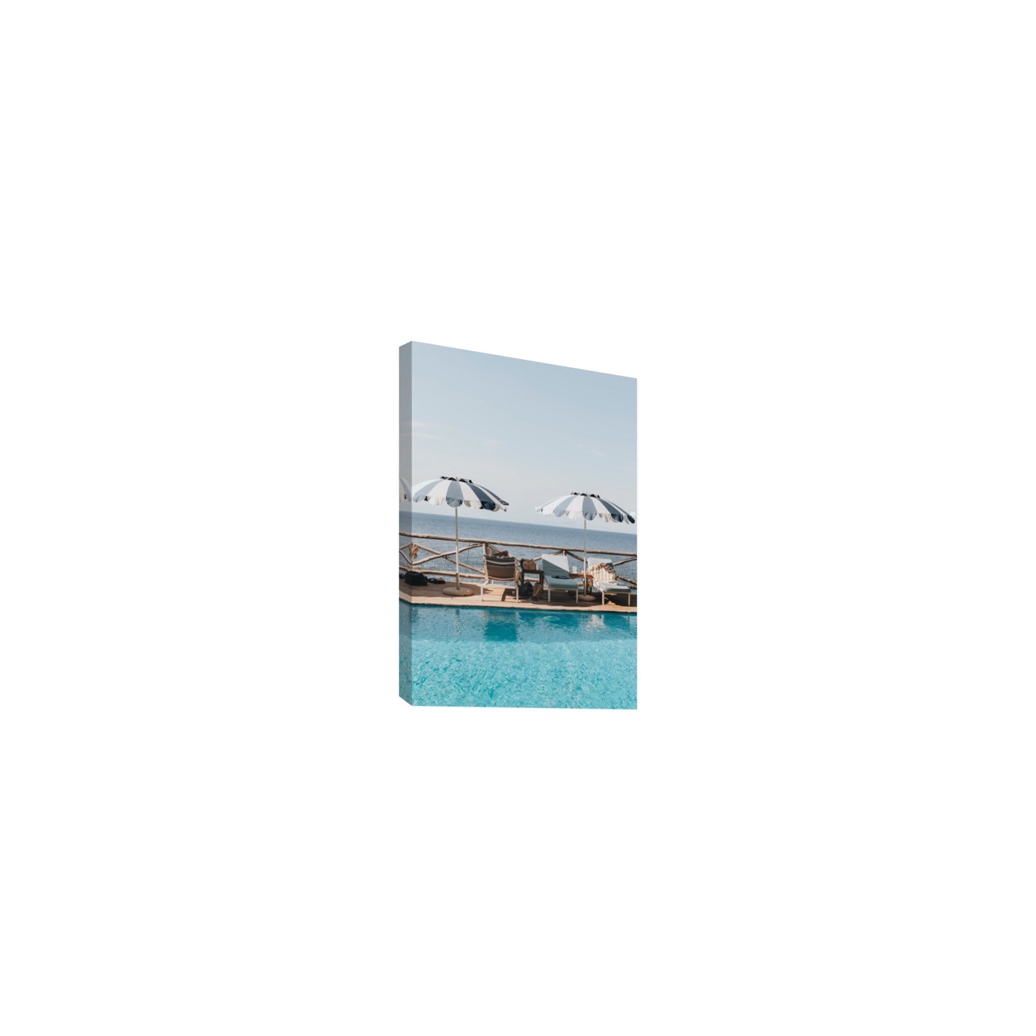 Beach Retreat fine art print, Ischia, Italy, european beach clubs artwork, Small, Stretched Canvas