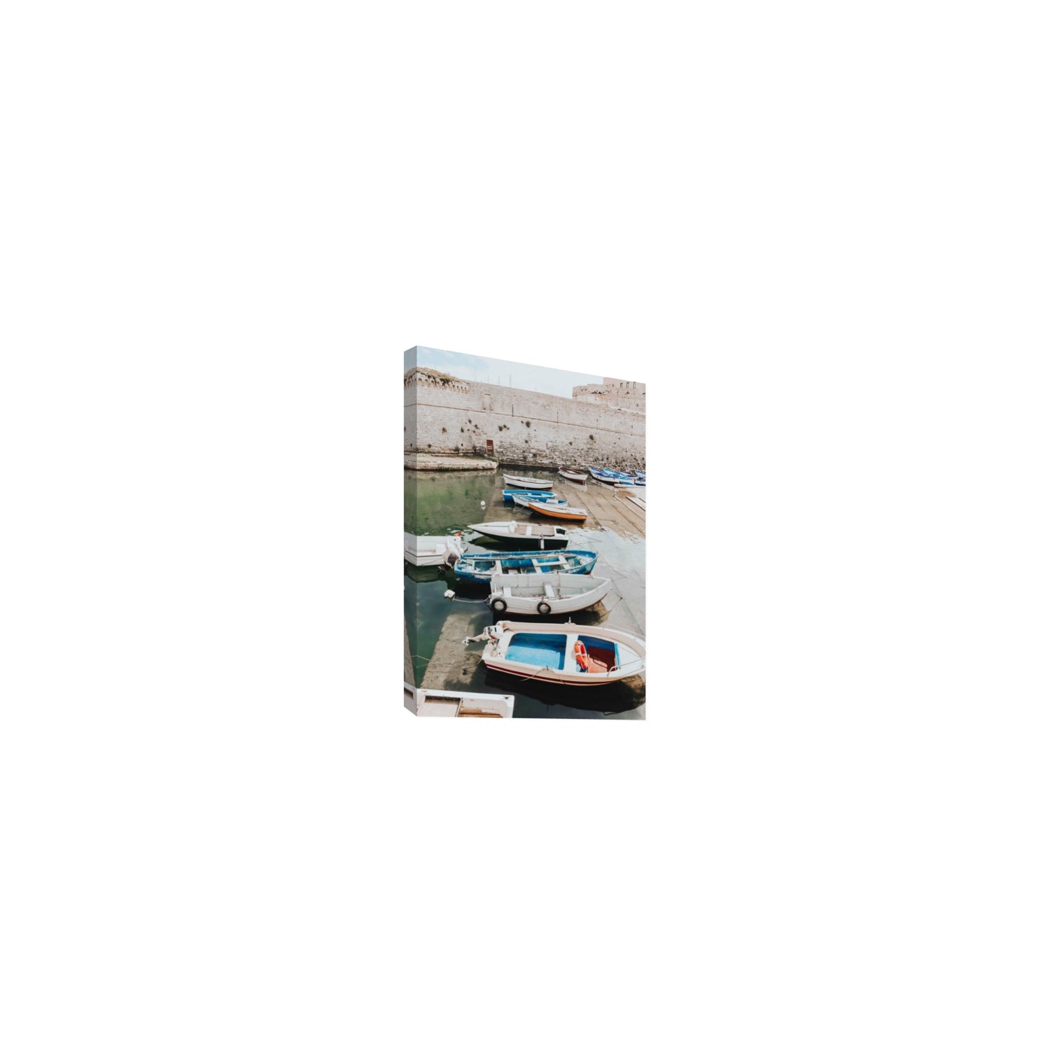 Harbour Palette Puglia coastal photography wall art Small stretched canvas print