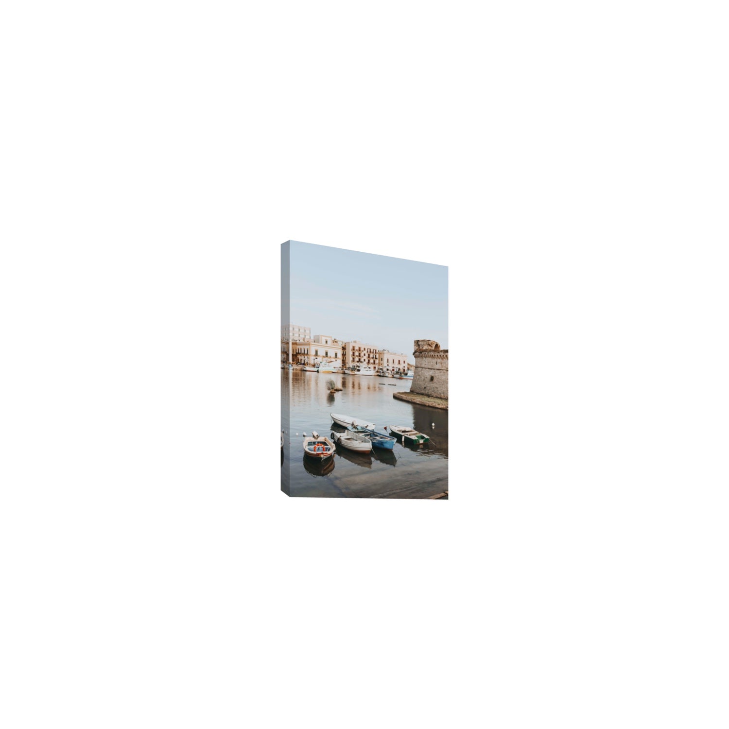 Gallipoli Harbour Puglia coastal wall art Small stretched canvas print