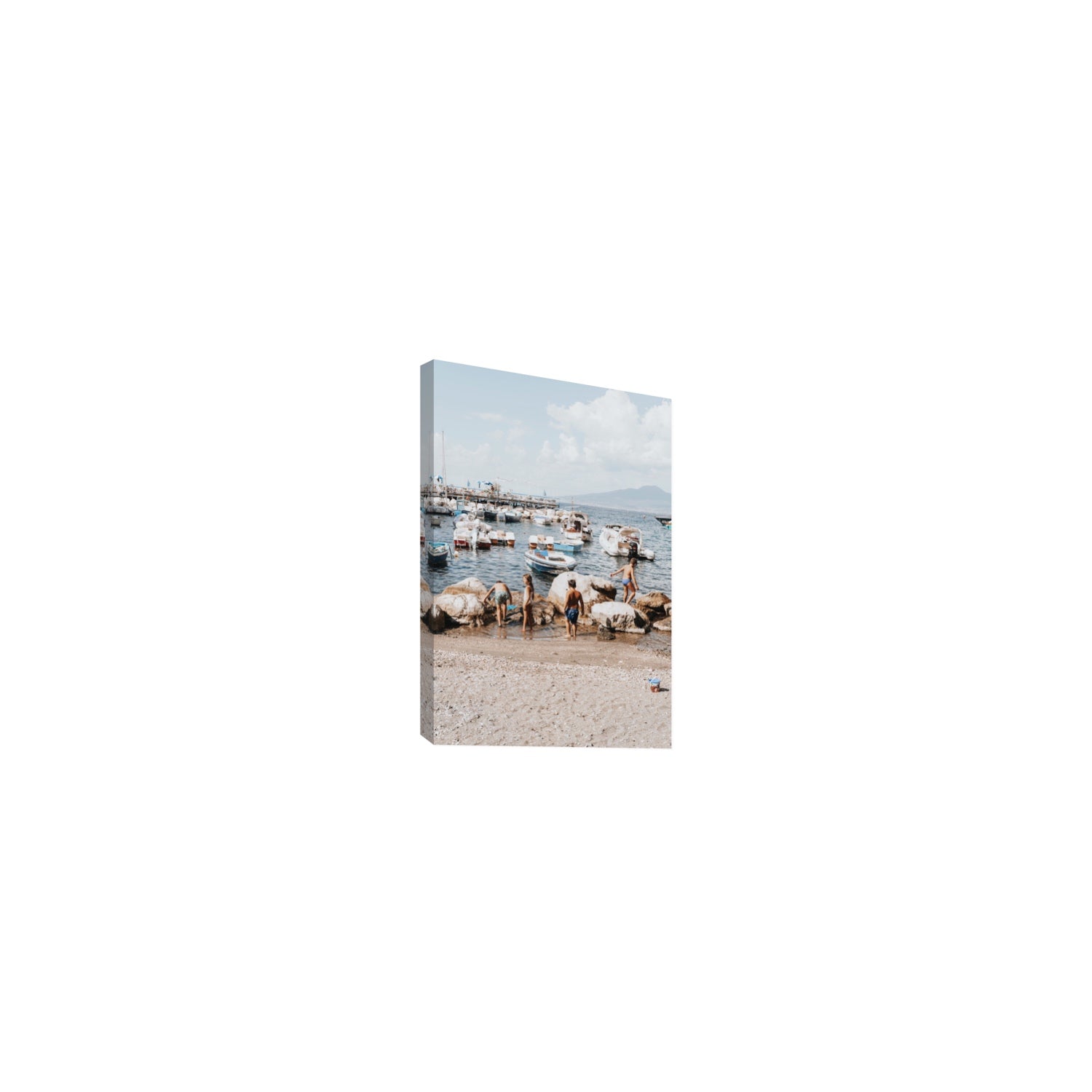 Searching For Treasures Sorrento coastal wall art Small stretched canvas print