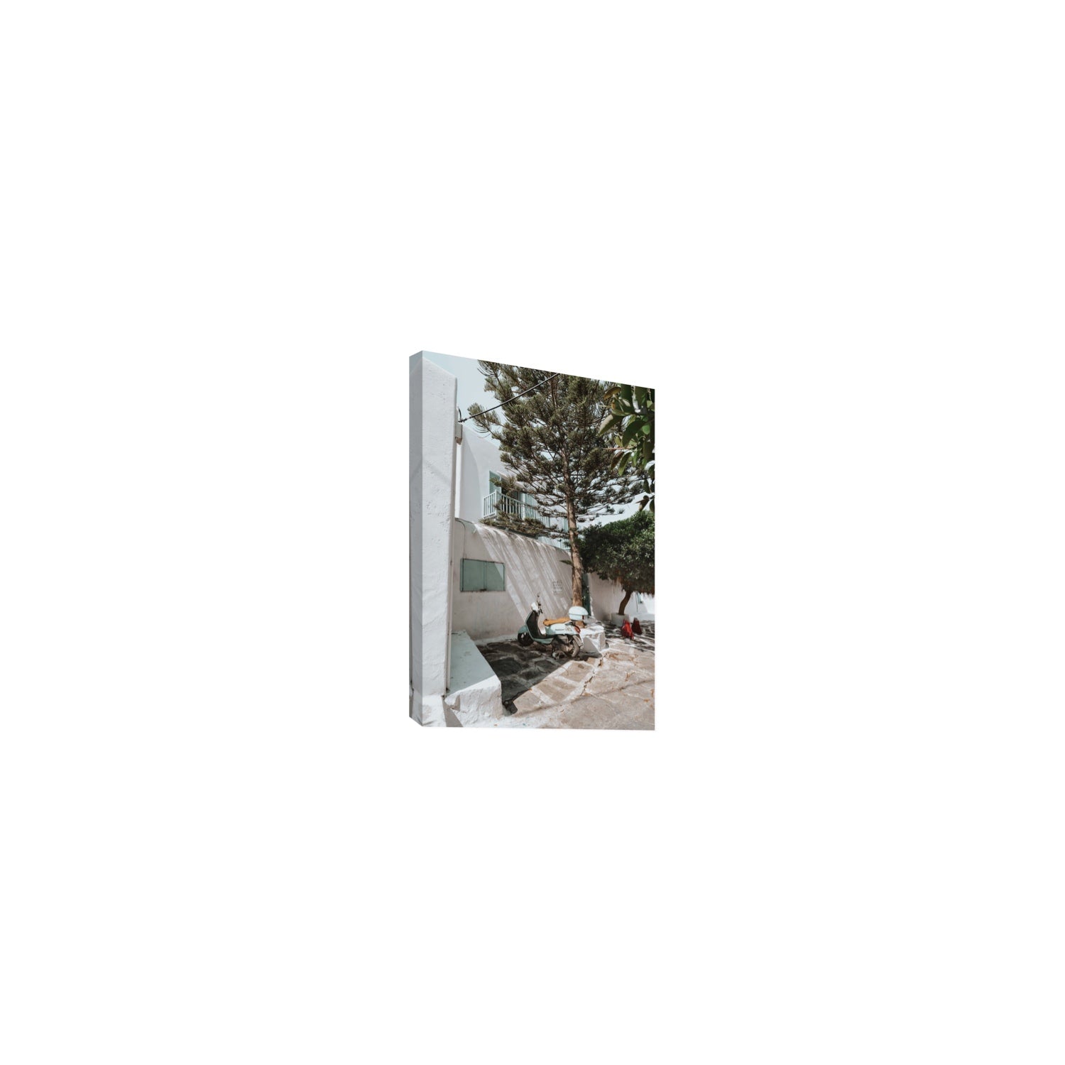 The Getaway Mykonos Mediterranean Greek island art print Small stretched canvas print