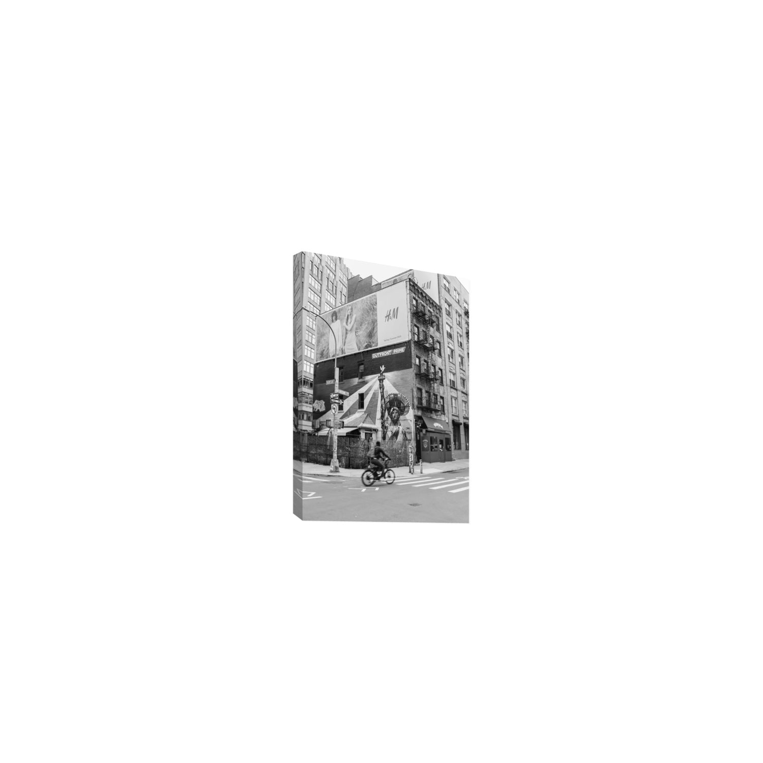 Shadows Of Liberty New York NYC Black & White wall art Small stretched canvas print