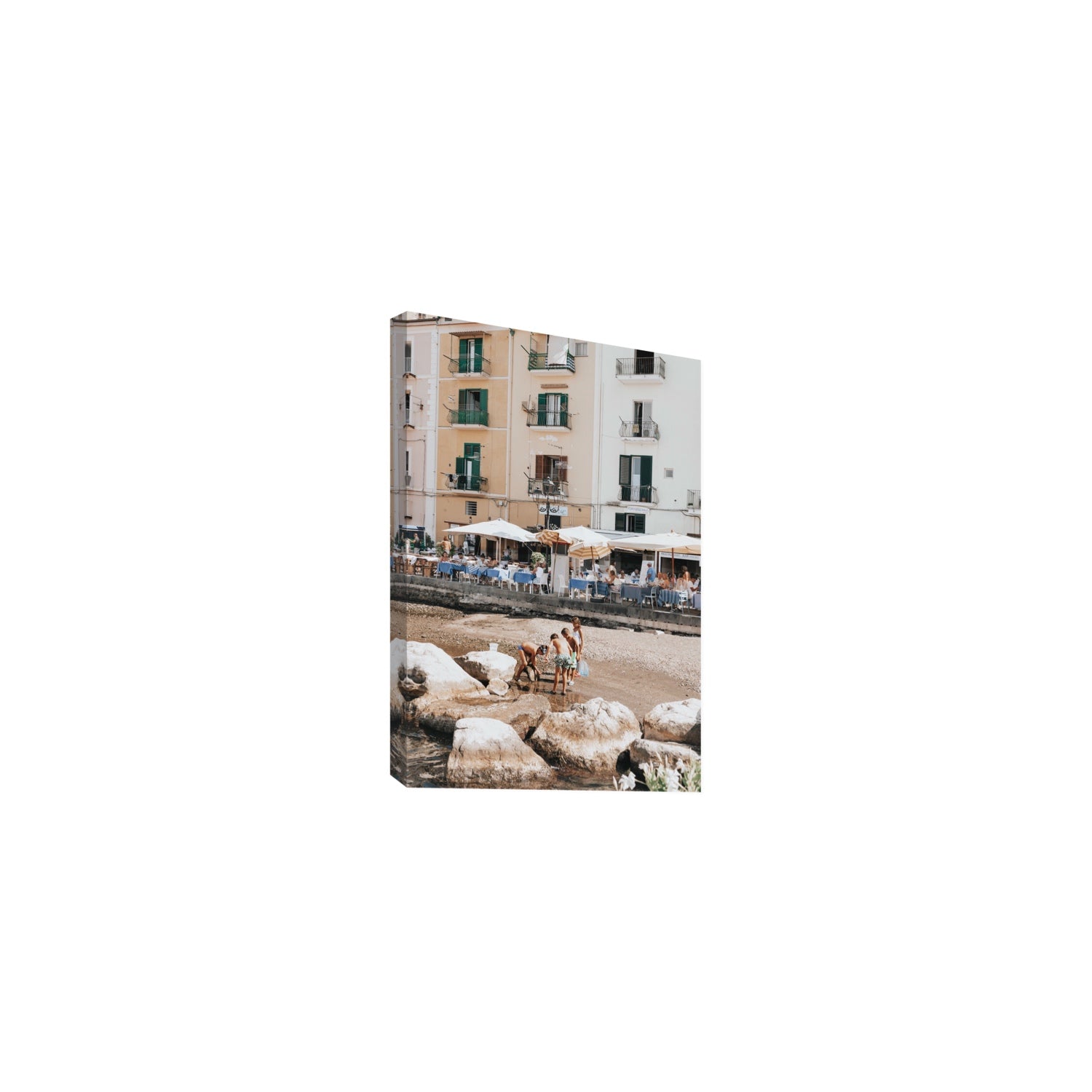 Sunny Playtime Sorrento coastal wall art Medium stretched canvas print