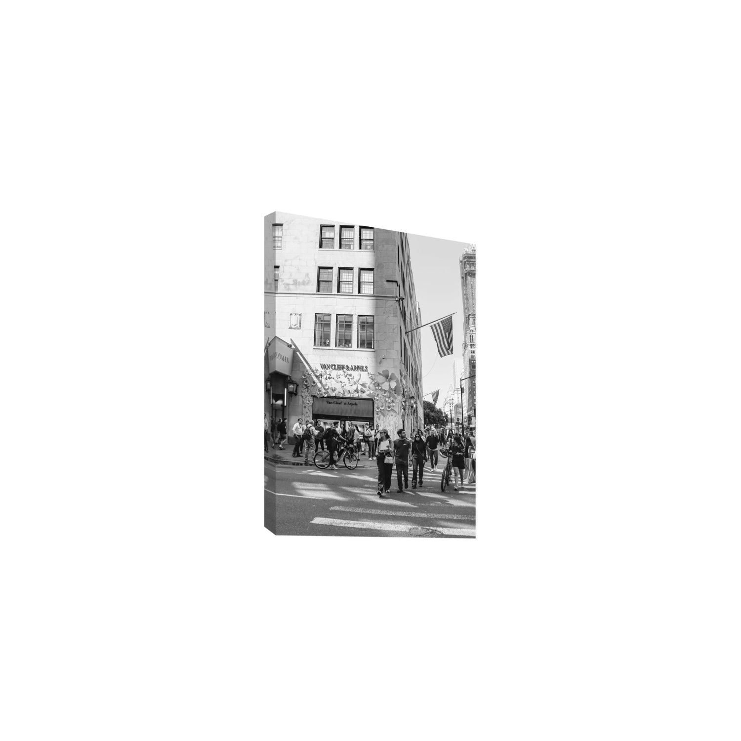 Sidewalk Shuffle New York NYC Black & White wall art Medium stretched canvas print