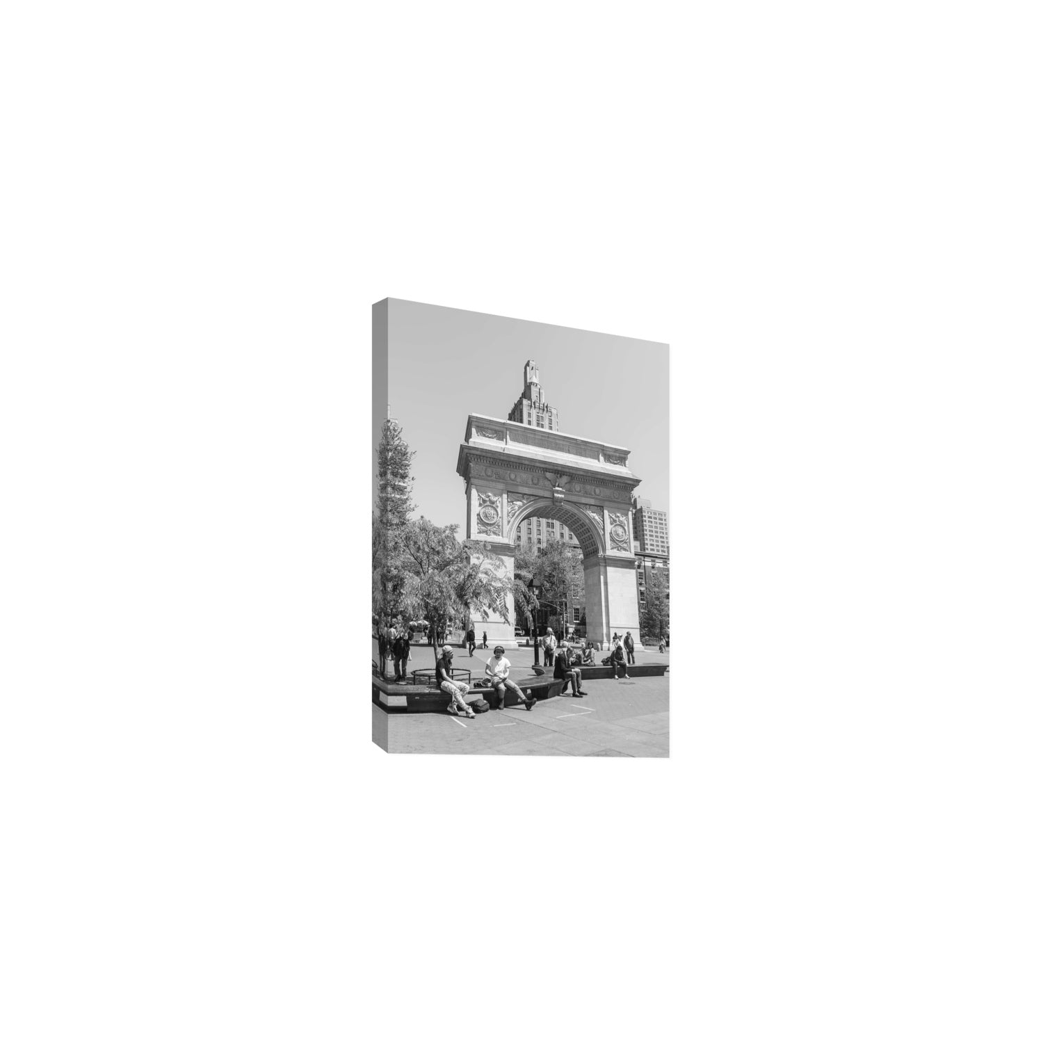 City Picnic New York NYC Black & White wall art Medium stretched canvas print