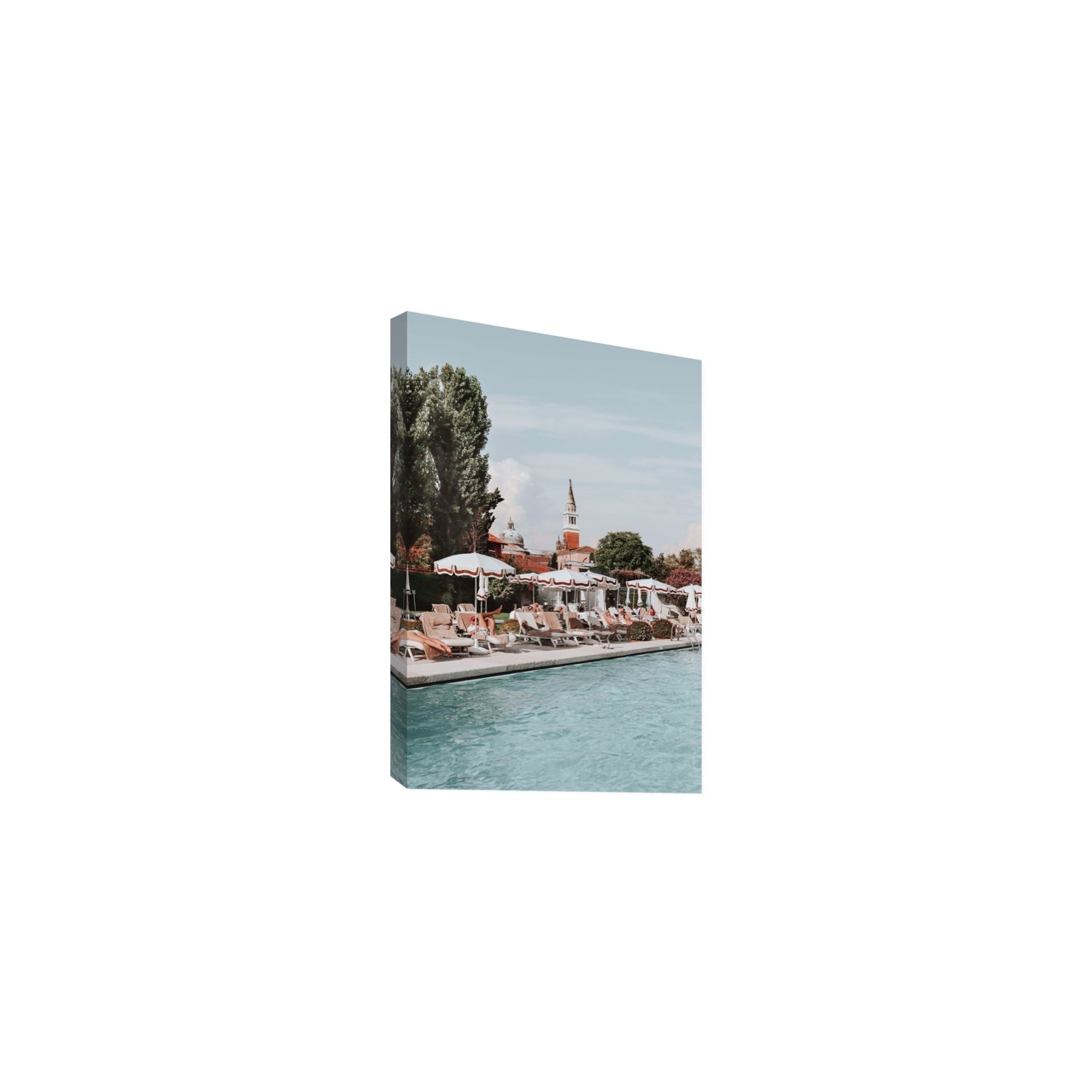 Poolside Perch Venice Italian wall art Medium stretched canvas print