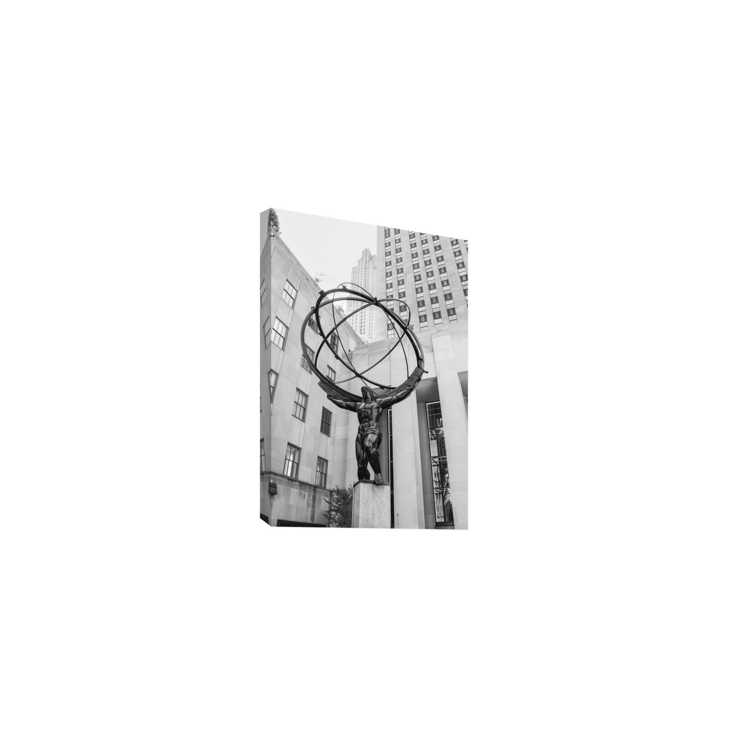 Atlas Ascends New York NYC Black & White wall art Medium stretched canvas print