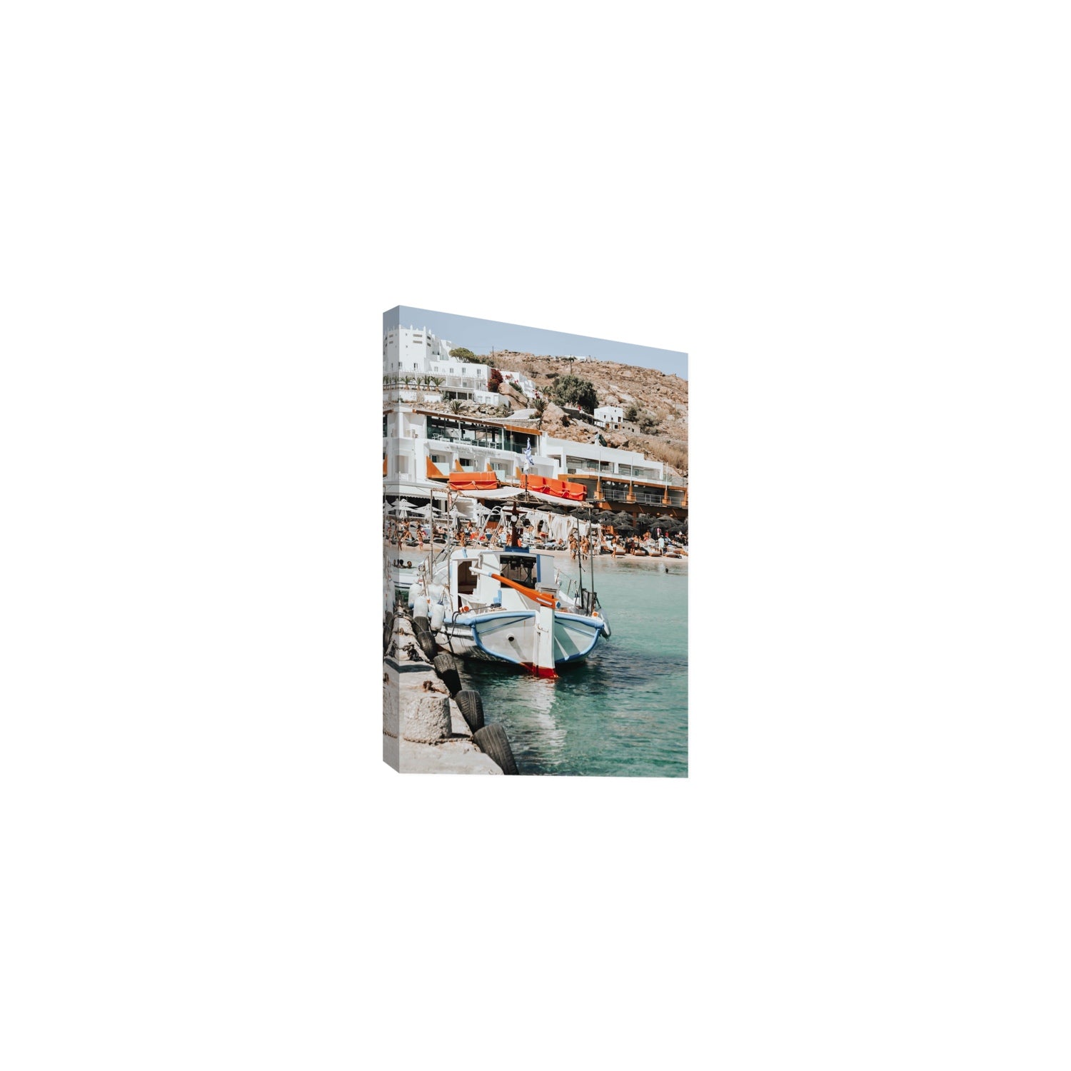 Travel In Style Mykonos Greek island wall art Medium stretched canvas print