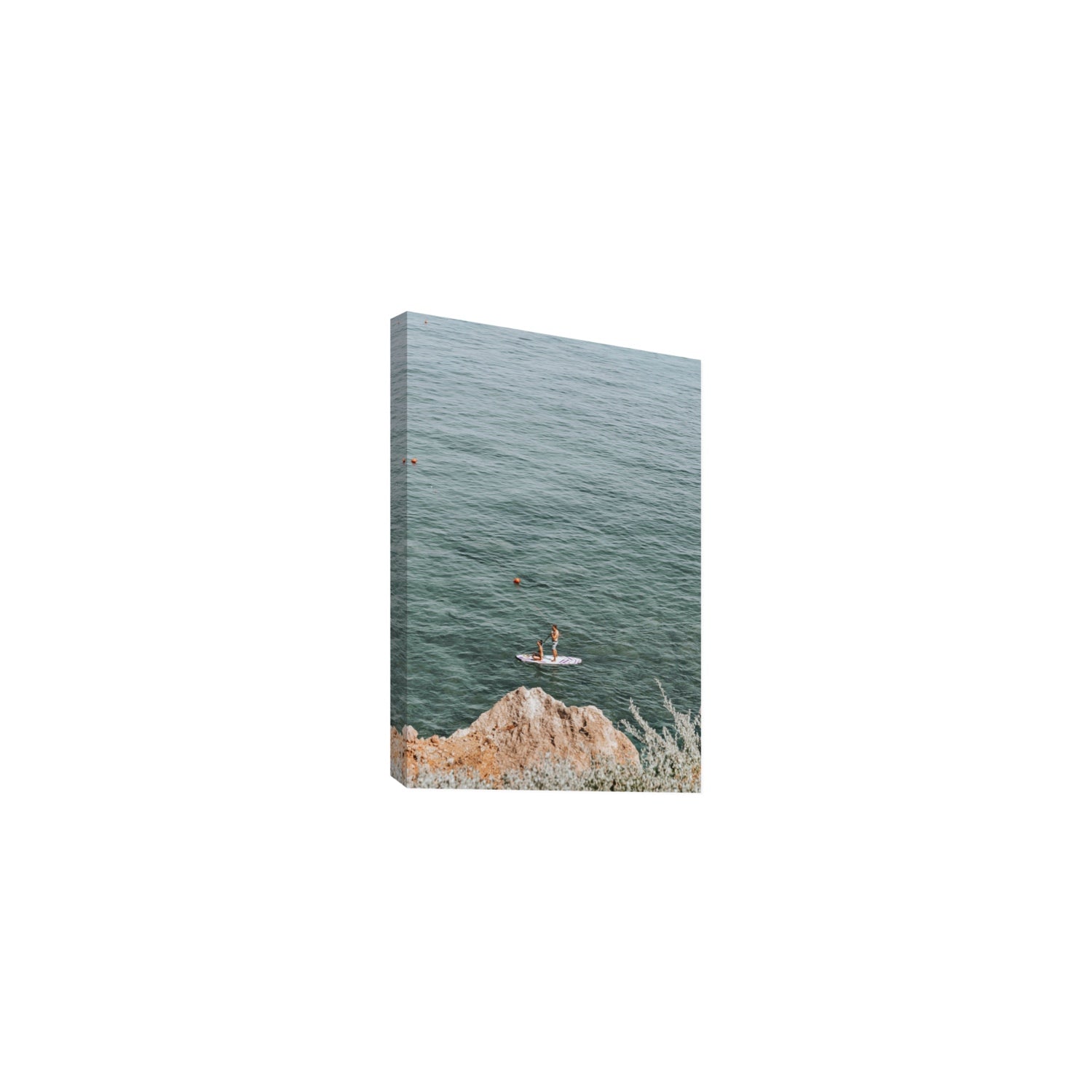 Into The Vibe Without Getting Wet Tuscany coastal wall art Medium stretched canvas print