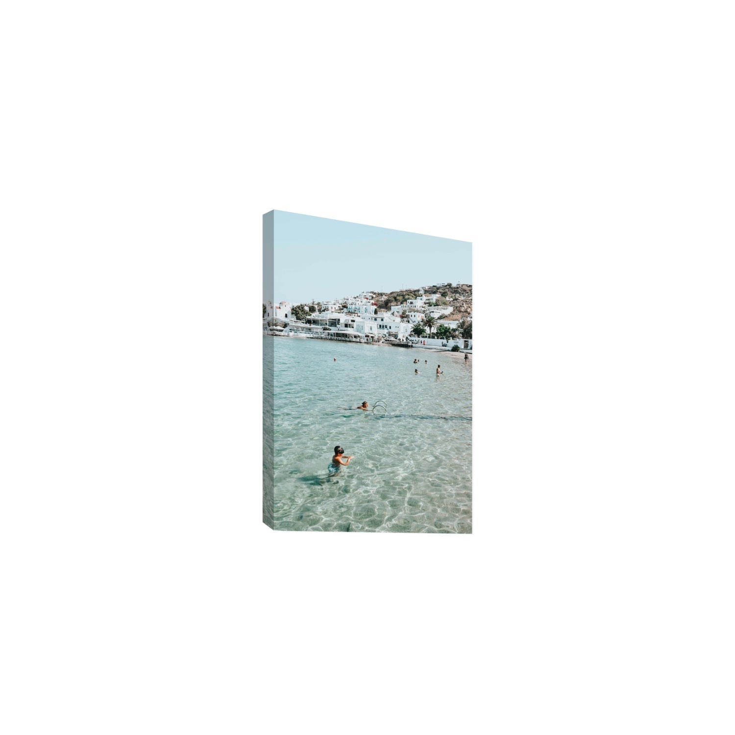 Beside The Seaside Mykonos beach Greek island wall art Medium stretched canvas print