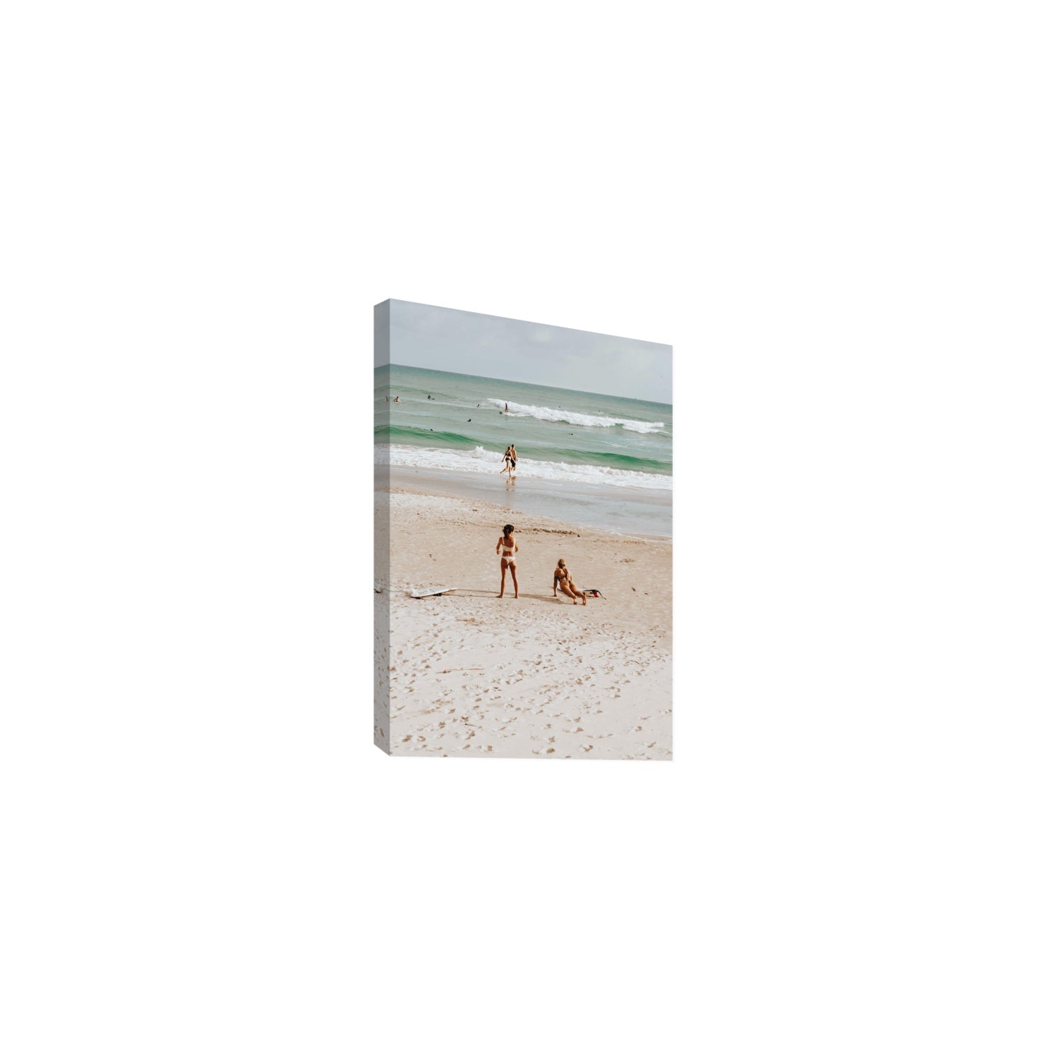 Gidget & Betty Byron Bay beach coastal wall art Medium stretched canvas print