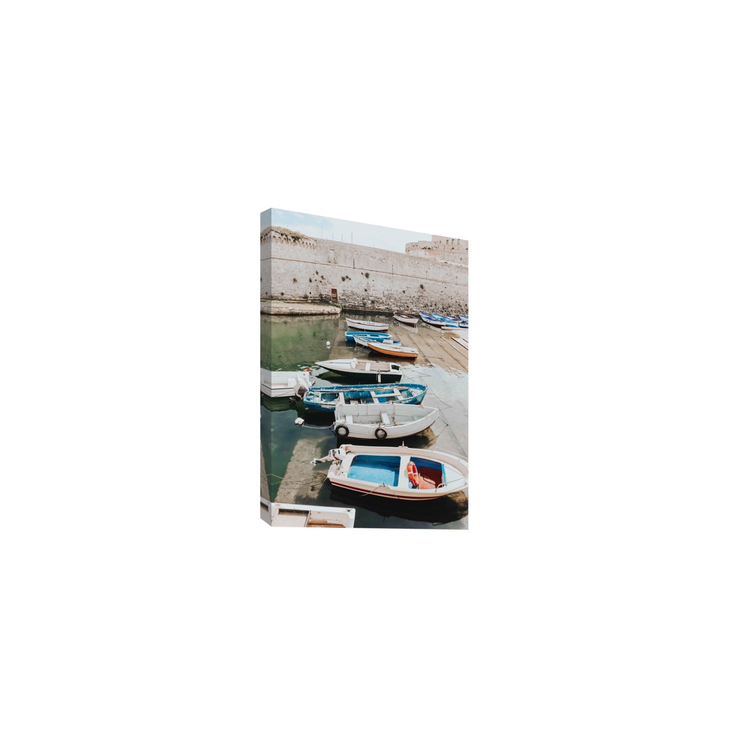 Harbour Palette Puglia coastal photography wall art Medium stretched canvas print