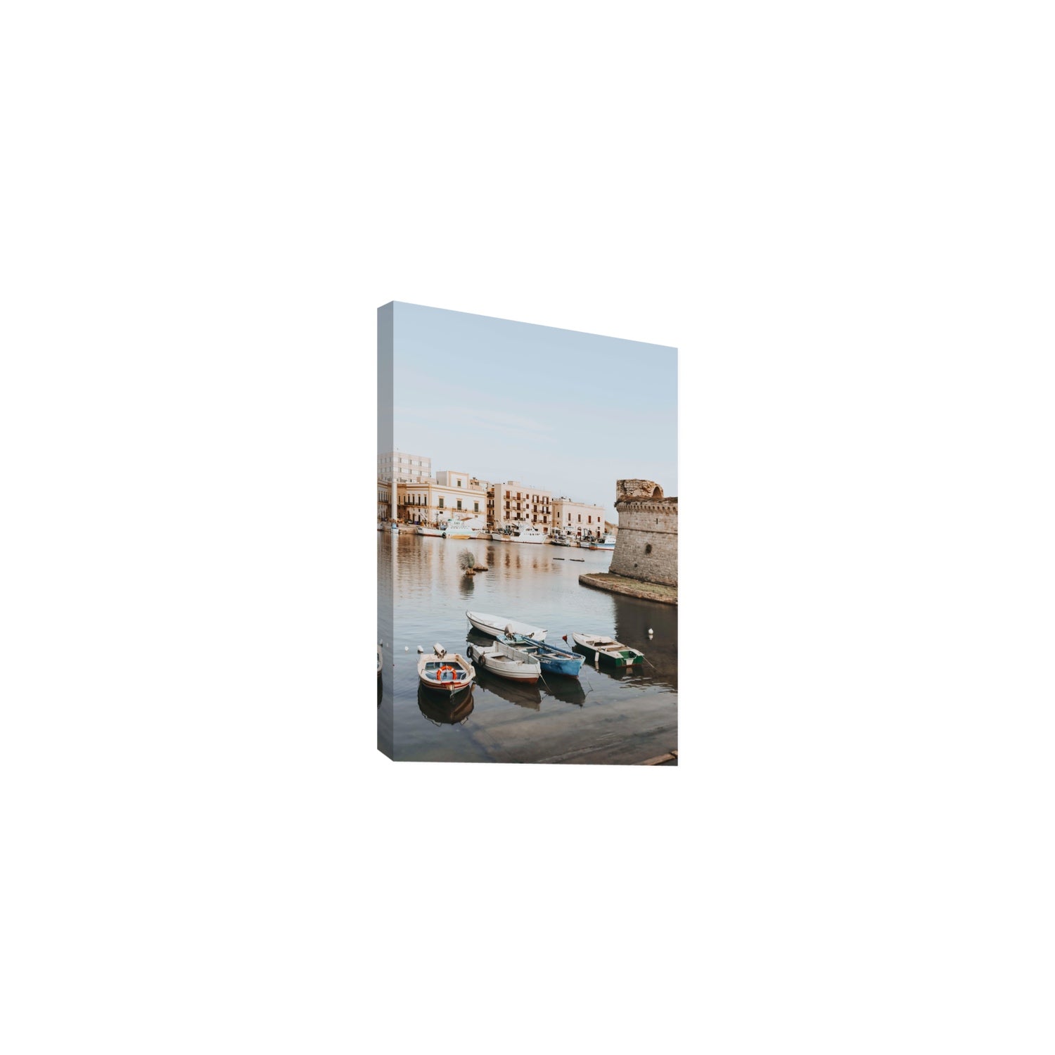 Gallipoli Harbour Puglia coastal wall art Medium stretched canvas print